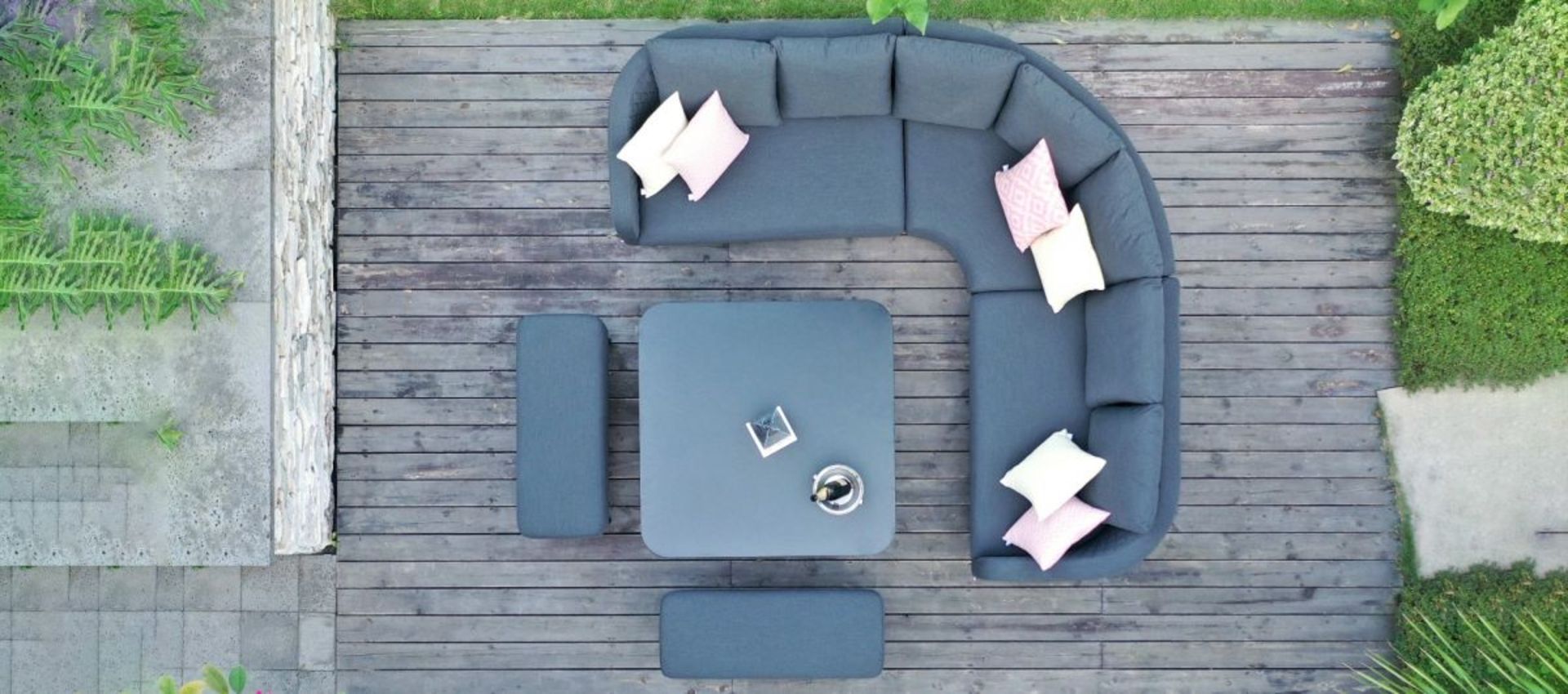 Ambition Outdoor Square Dining Set With Rising Table (Charcoal) *BRAND NEW* - Image 5 of 6