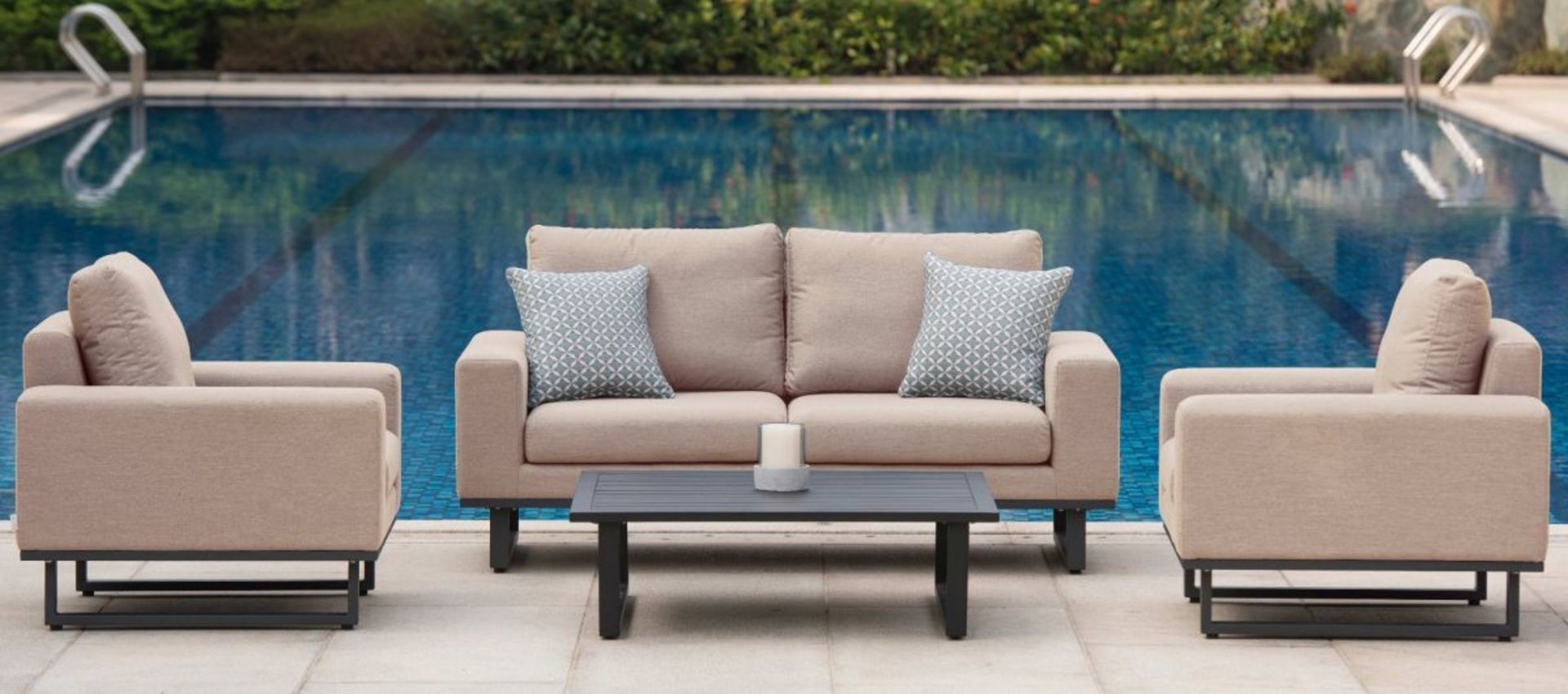 Ethos Outdoor 2 Seat Sofa Set With Coffee Table (Taupe) *BRAND NEW* - Image 4 of 8