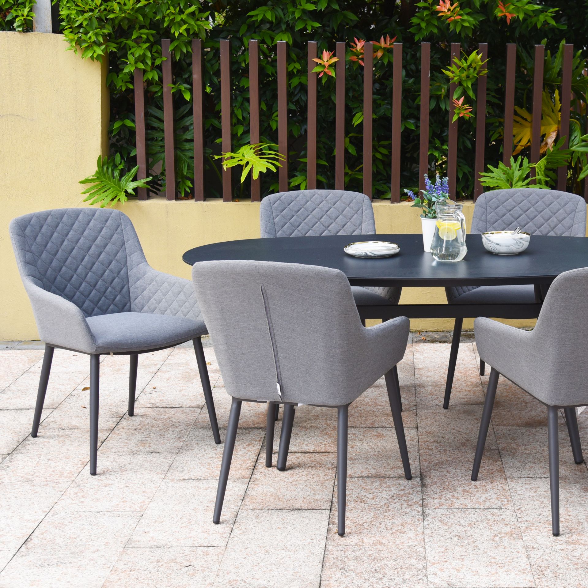 Zest 6 Seat Oval Outdoor Fabric Dining Set (Flanelle) *BRAND NEW* - Image 5 of 7