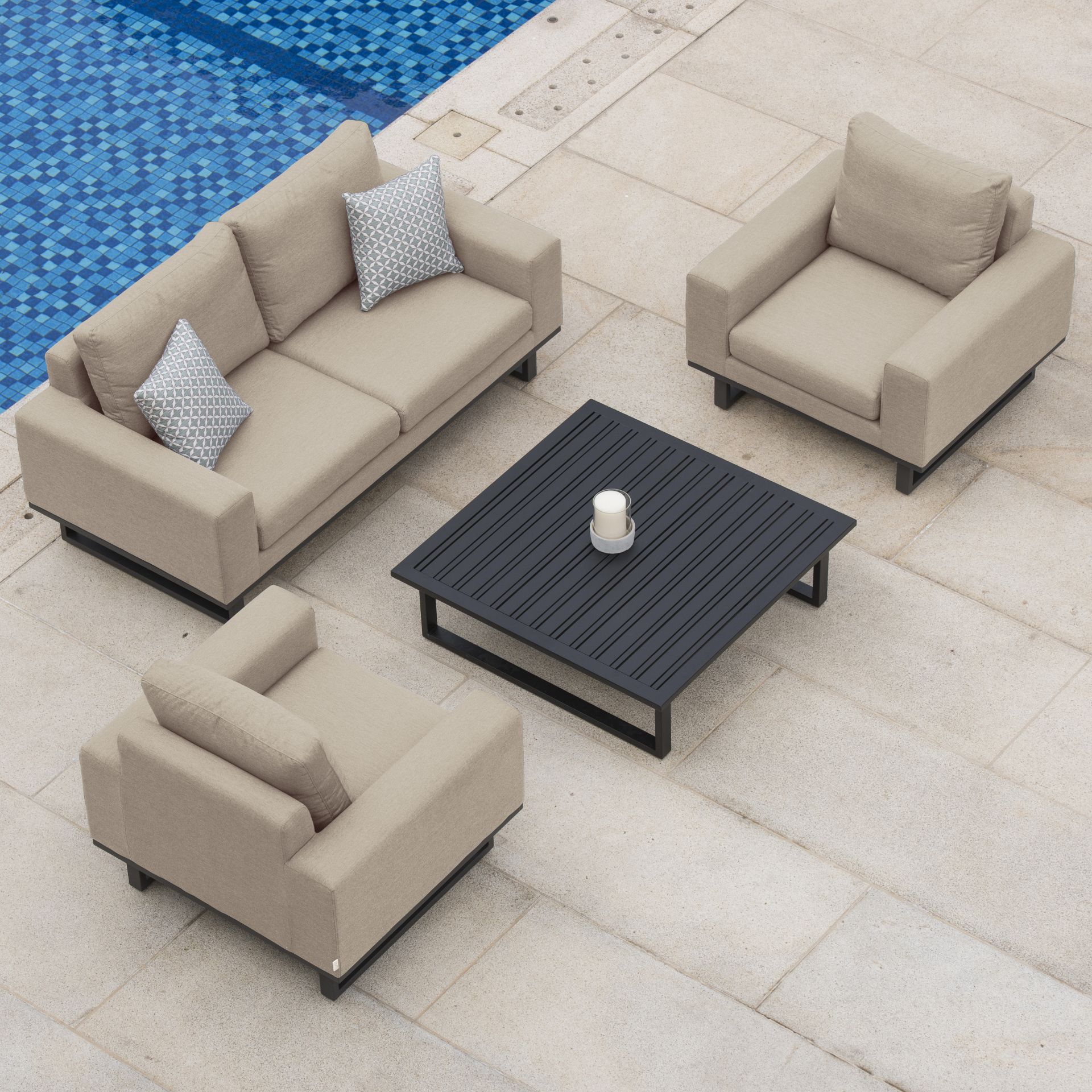 Ethos Outdoor 2 Seat Sofa Set With Coffee Table (Taupe) *BRAND NEW* - Image 5 of 8