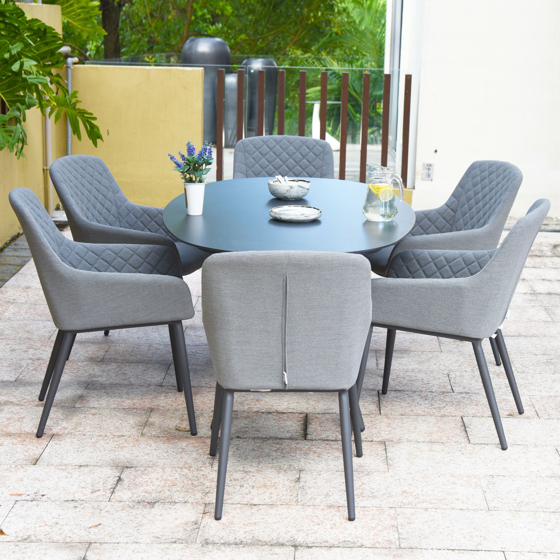 Zest 6 Seat Oval Outdoor Fabric Dining Set (Flanelle) *BRAND NEW* - Image 4 of 7