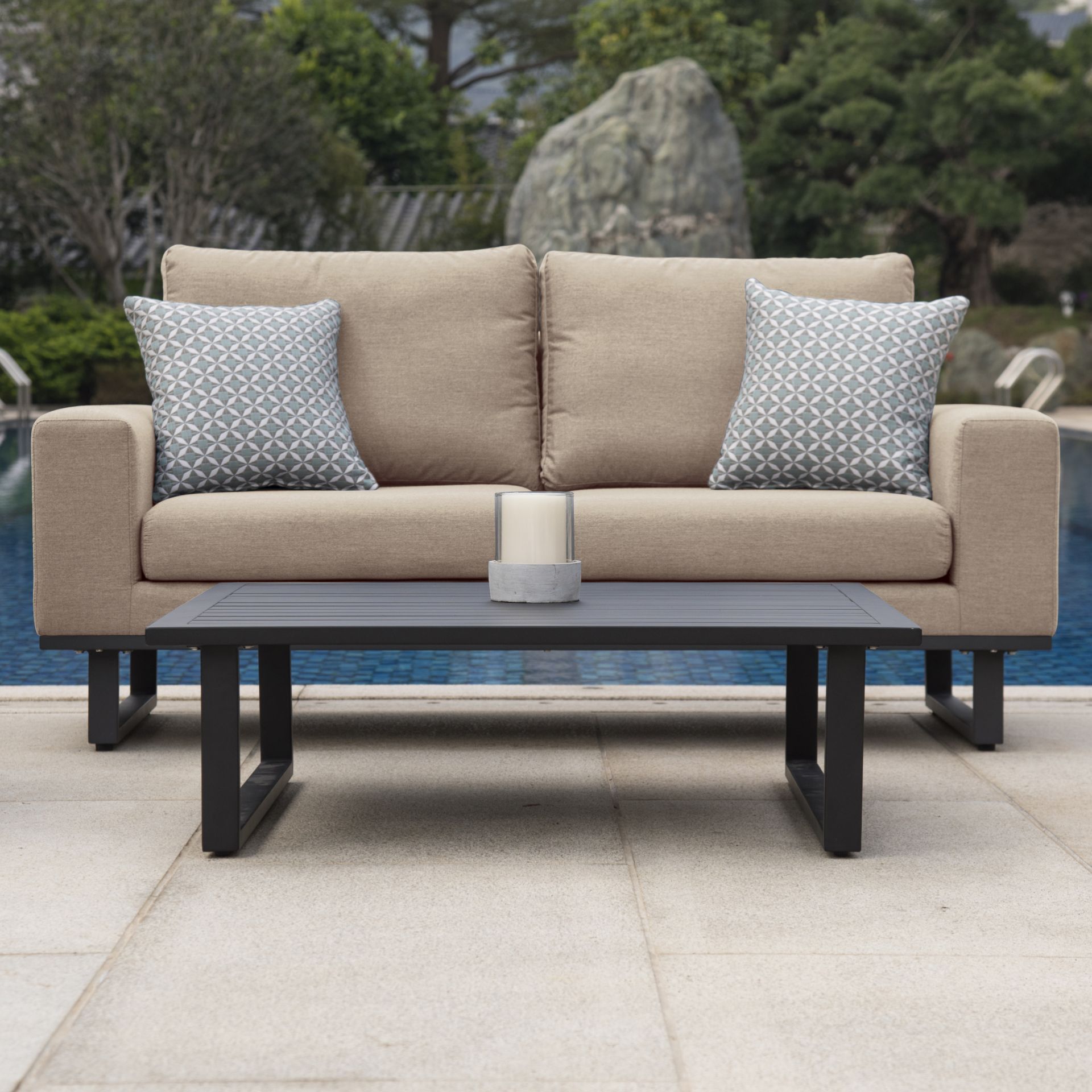 Ethos Outdoor 2 Seat Sofa Set With Coffee Table (Taupe) *BRAND NEW* - Image 6 of 8