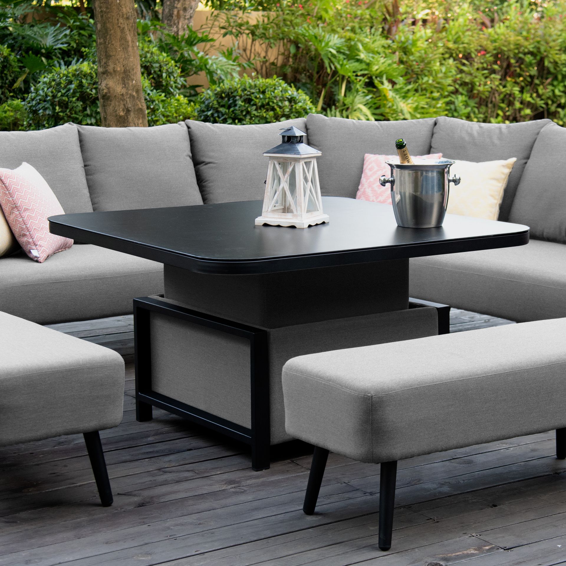 Ambition Outdoor Square Dining Set With Rising Table (Flanelle) *BRAND NEW* - Image 2 of 6