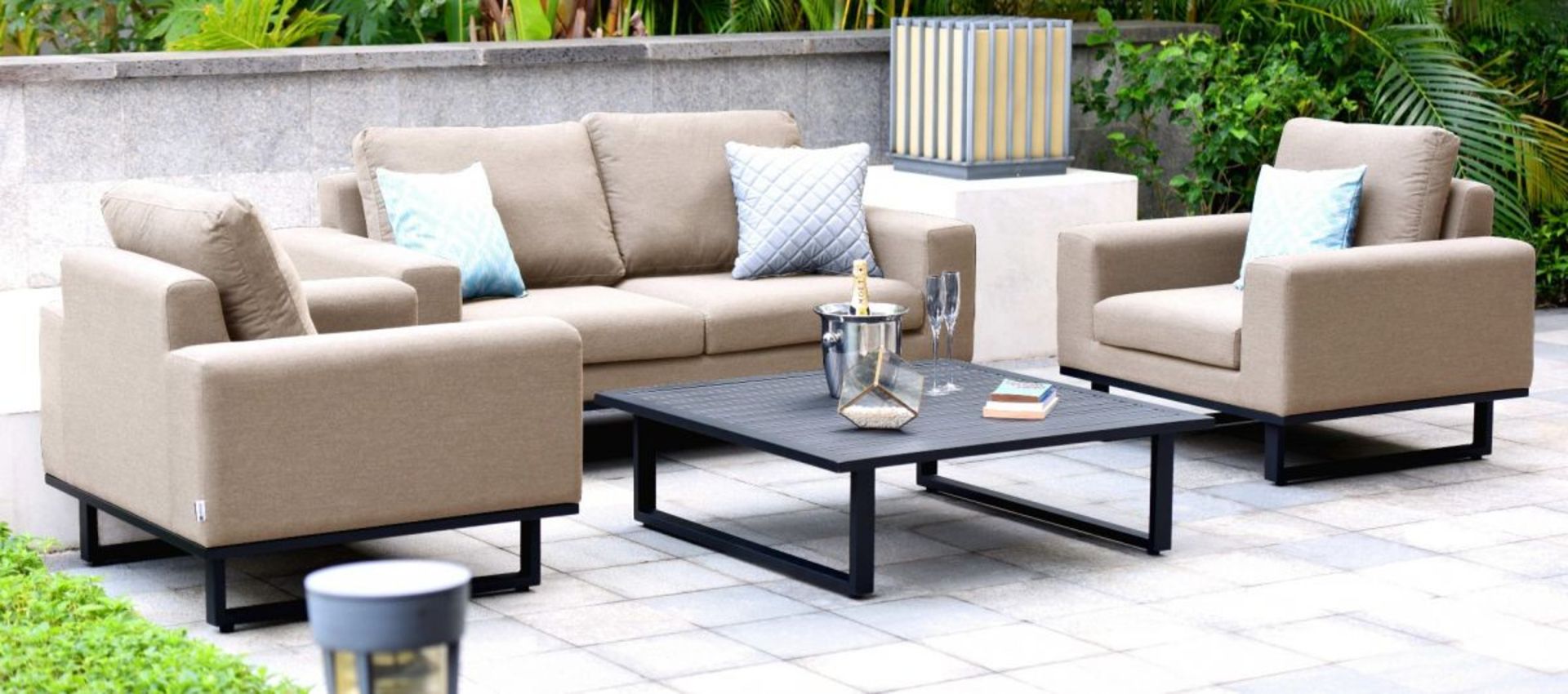 Ethos Outdoor 2 Seat Sofa Set With Coffee Table (Taupe) *BRAND NEW* - Image 3 of 8