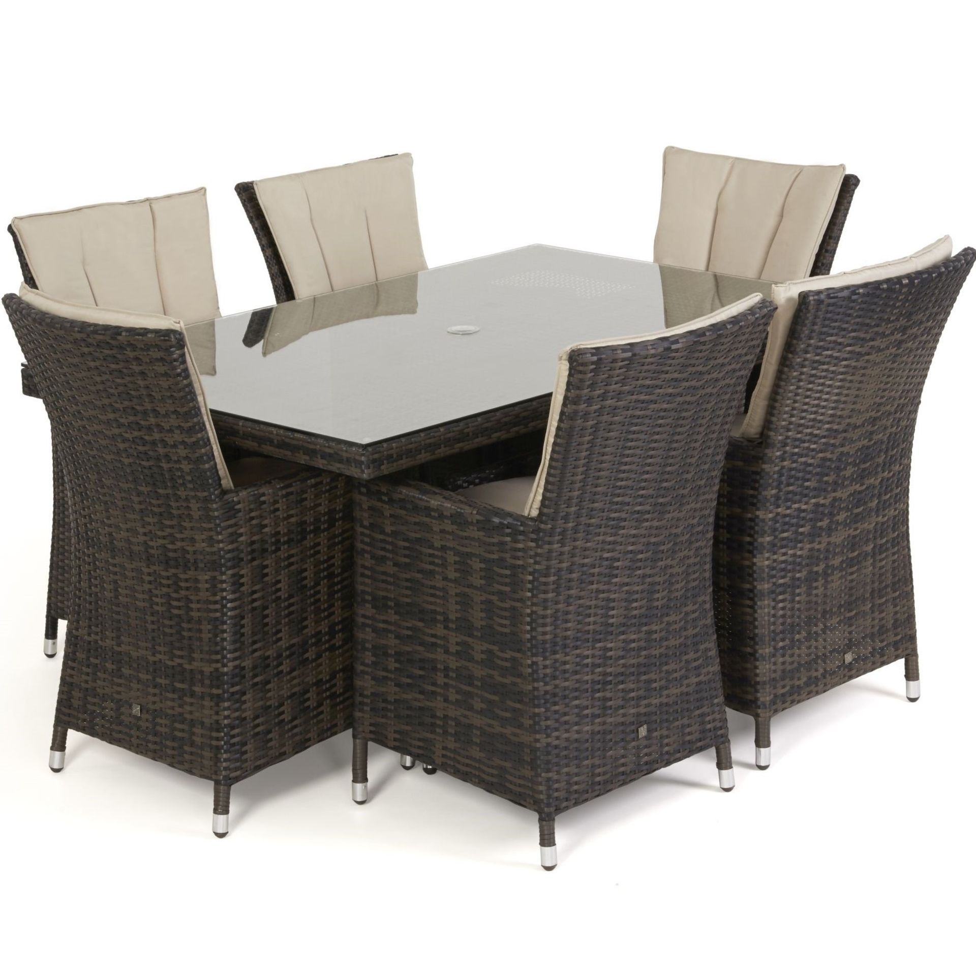 Rattan LA 6 Seat Rectangular Outdoor Dining Set (Brown) *BRAND NEW* - Image 2 of 2