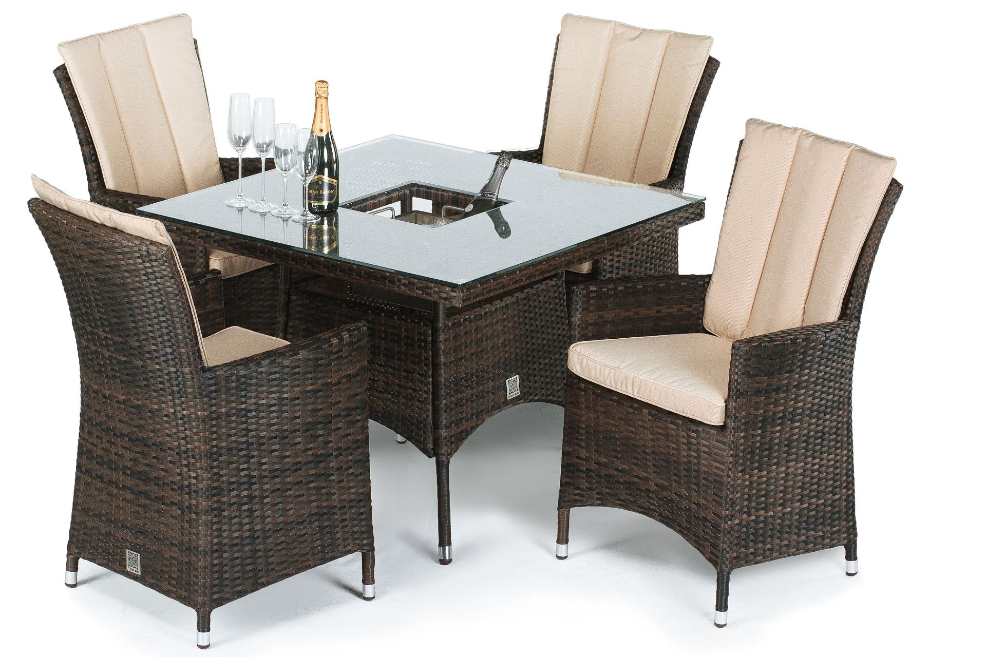 Rattan LA 4 Seat Dining Set With Ice Bucket (Brown) *BRAND NEW* - Image 2 of 2