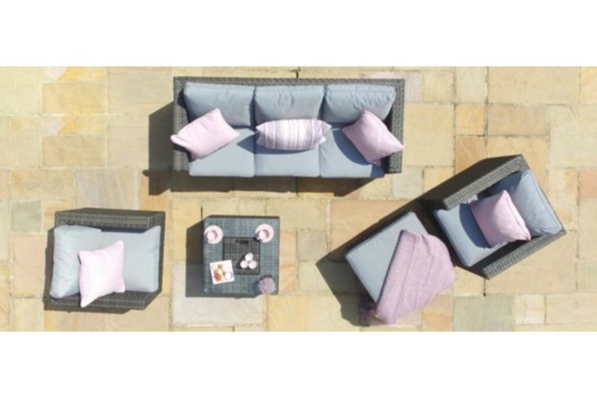 Reserve Met Rattan Georgia 3 Seat Sofa Set With Ice Bucket (Grey) *BRAND NEW* - Image 3 of 5