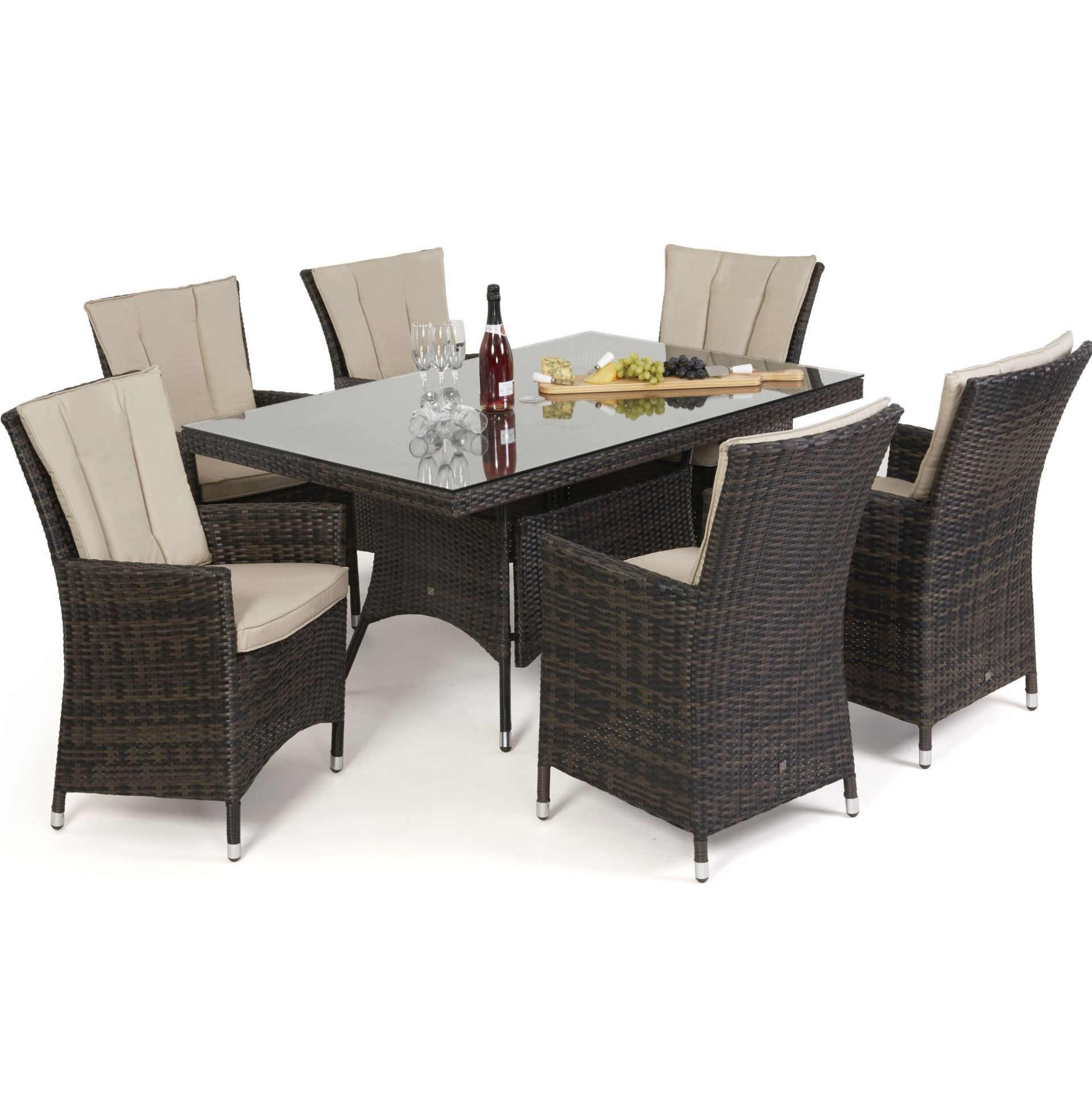 Rattan LA 6 Seat Rectangular Outdoor Dining Set (Brown) *BRAND NEW*