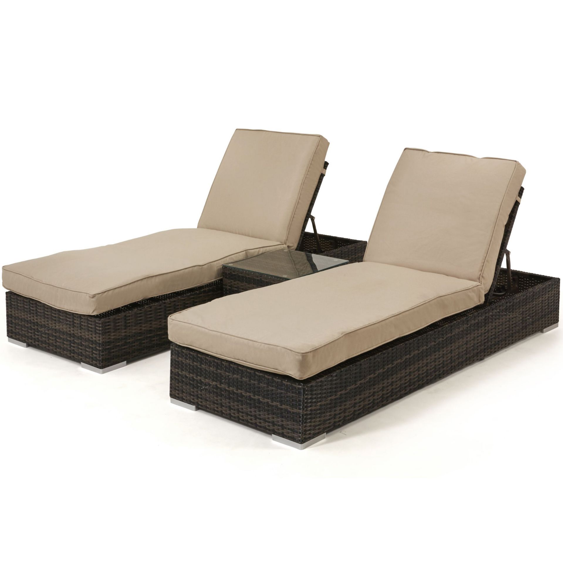 (RESERVE MET)Rattan Orlando Sunlounger Set (Brown) *BRAND NEW*