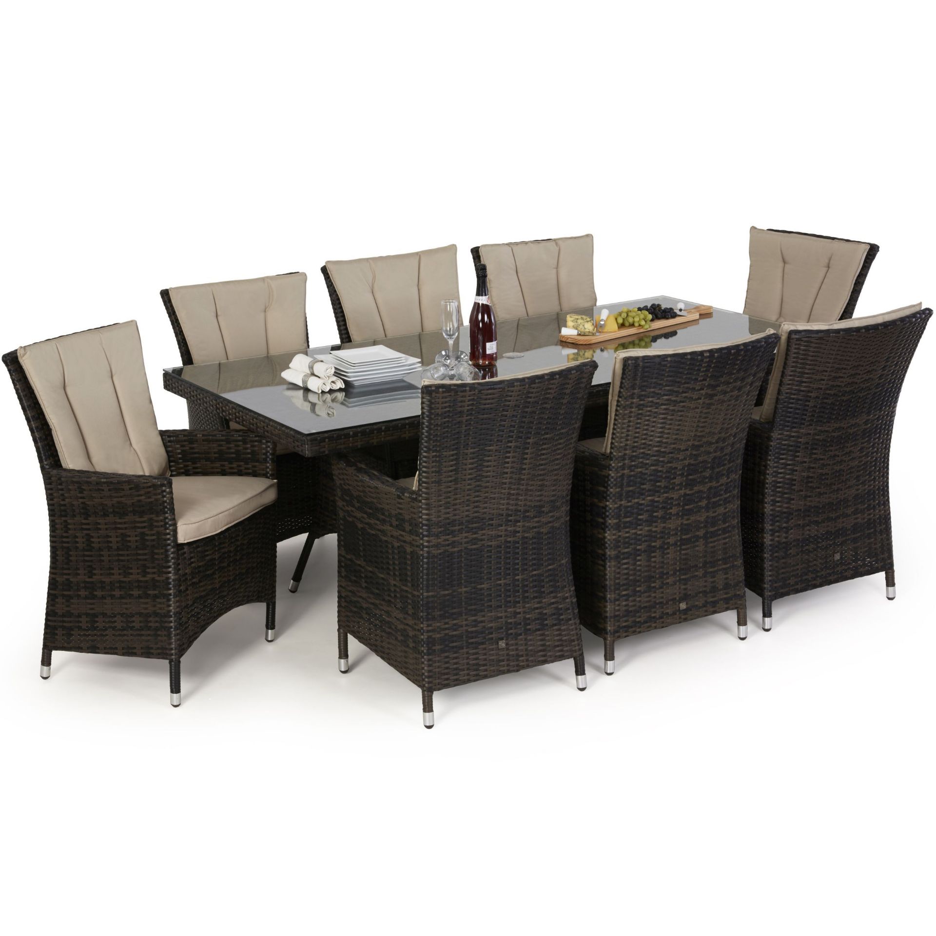 LA 8 Seat Rectangle Outdoor Dining Set (Brown) *BRAND NEW* - Image 2 of 2