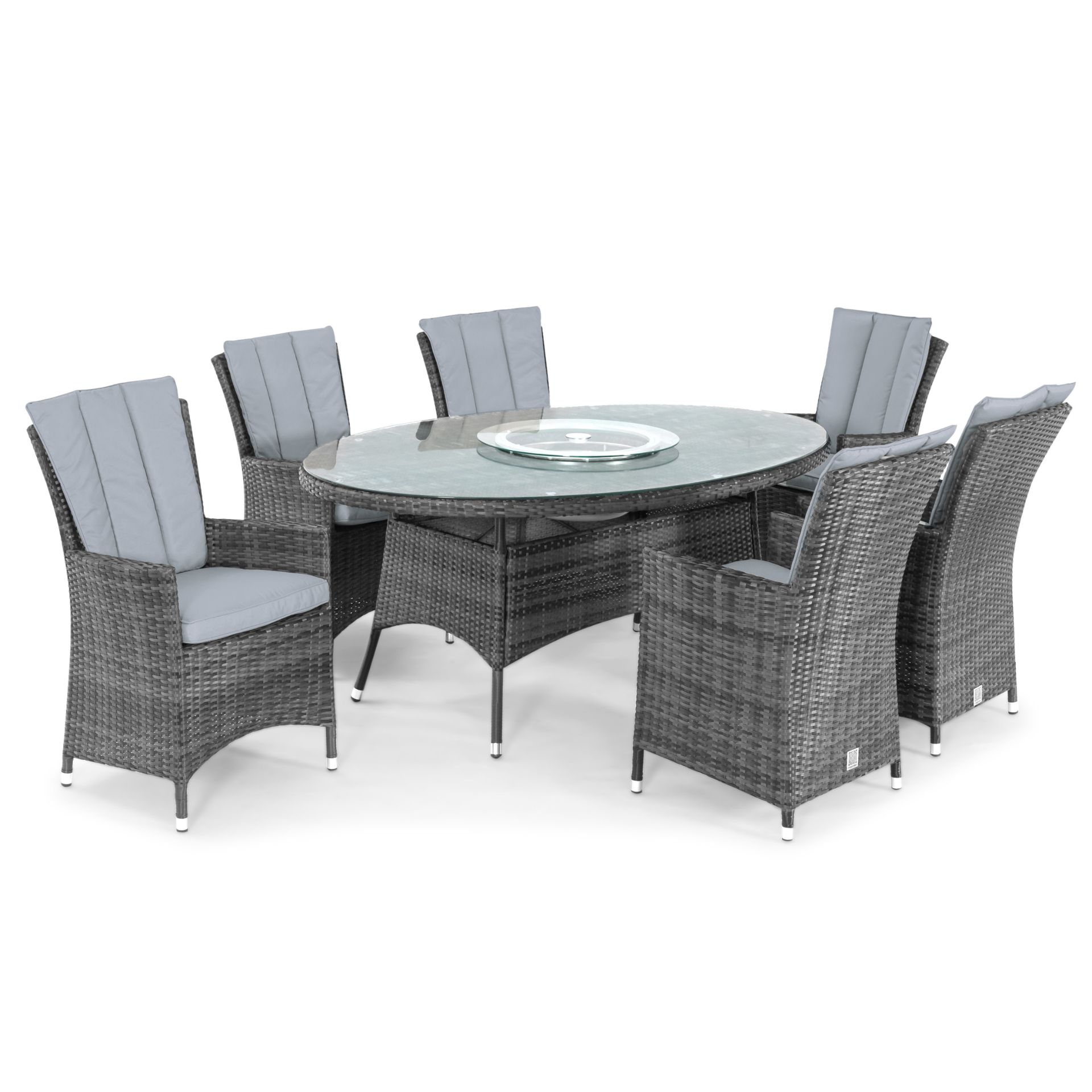 Rattan LA 6 Seat Oval Outdoor Dining Set With Lazy Susan (Grey) *BRAND NEW* - Image 3 of 3