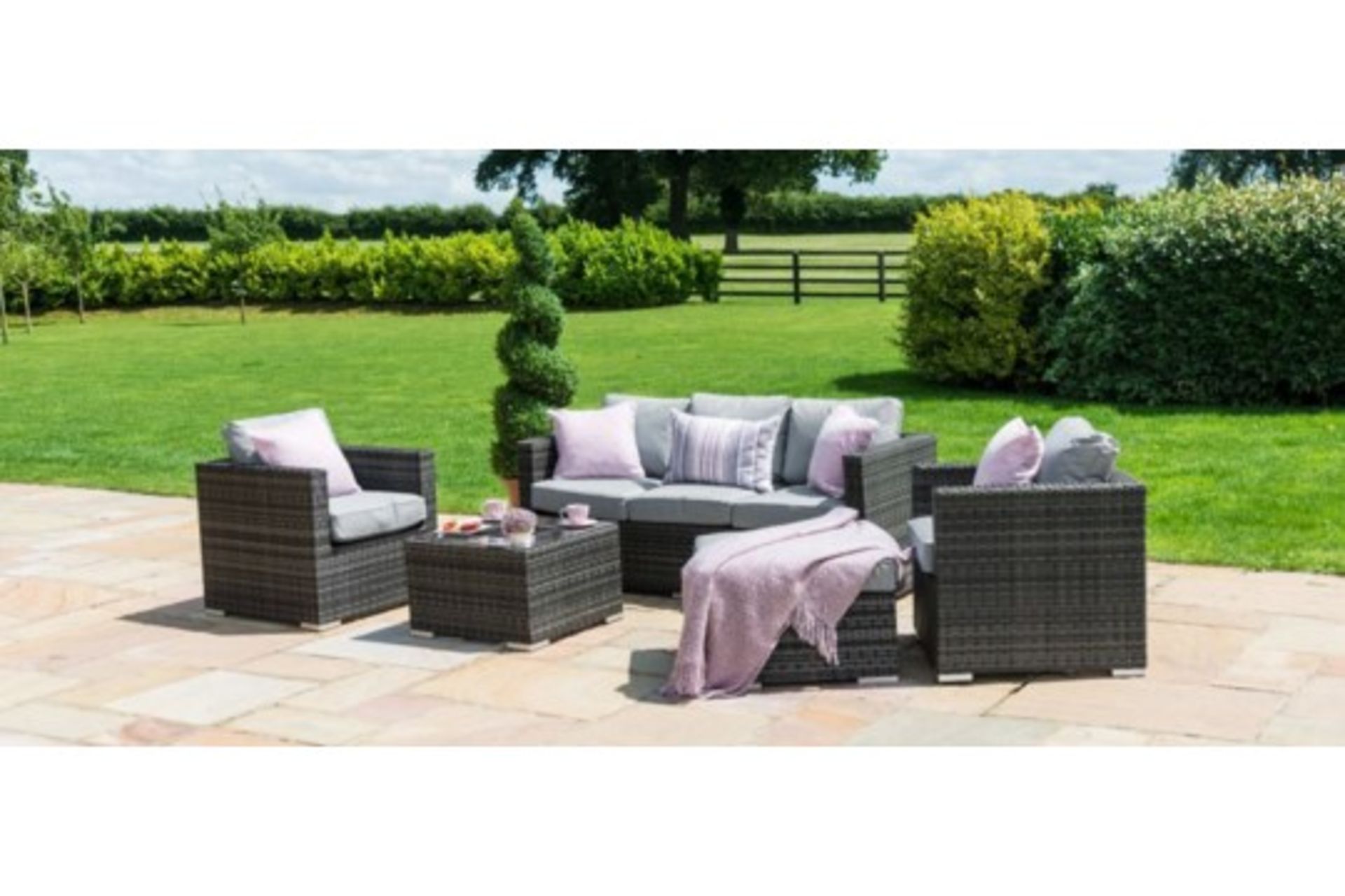 Reserve Met Rattan Georgia 3 Seat Sofa Set With Ice Bucket (Grey) *BRAND NEW* - Image 2 of 5