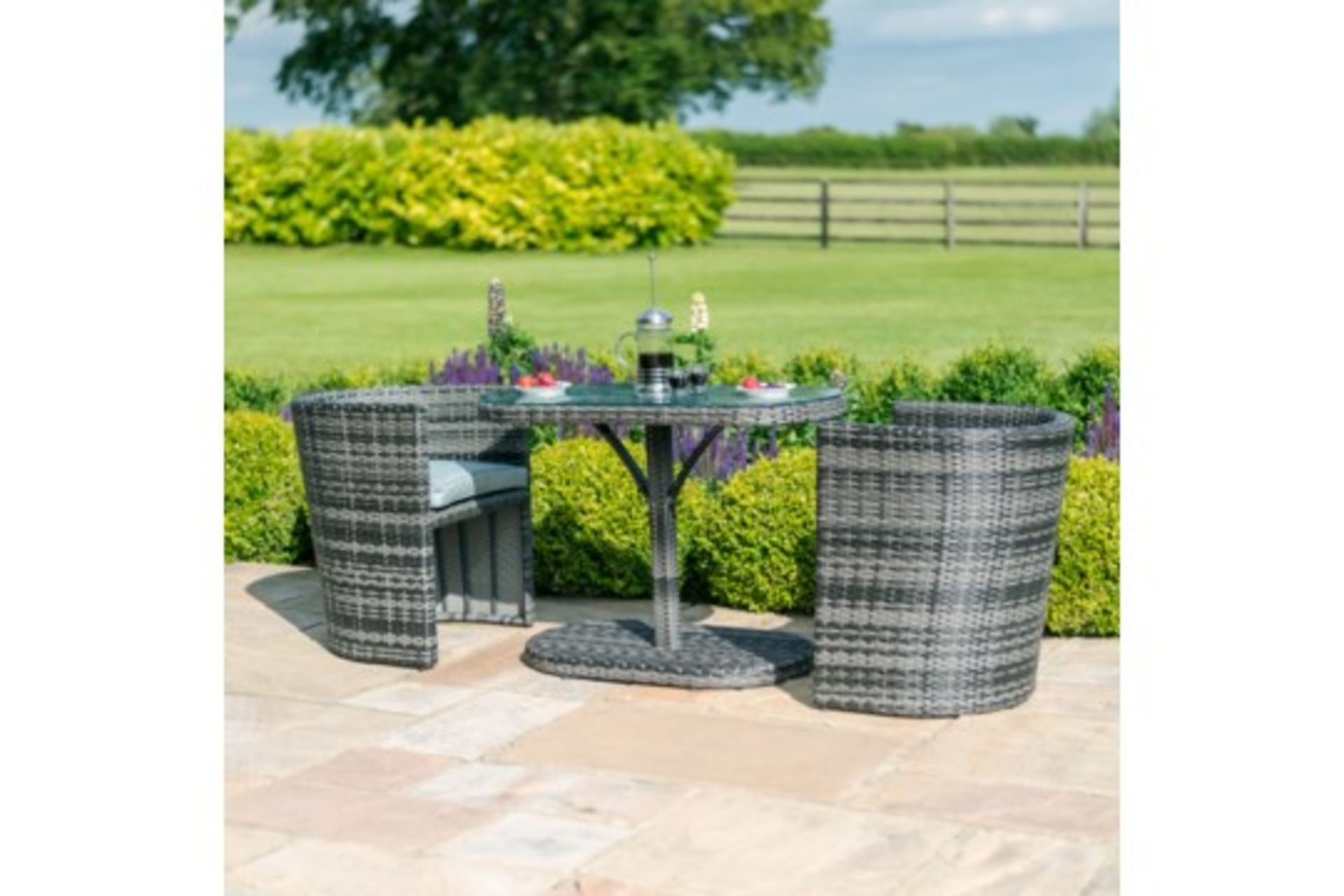 Rattan Outdoor Balcony Bistro Set (Grey) **BRAND NEW 2020 DESIGN**