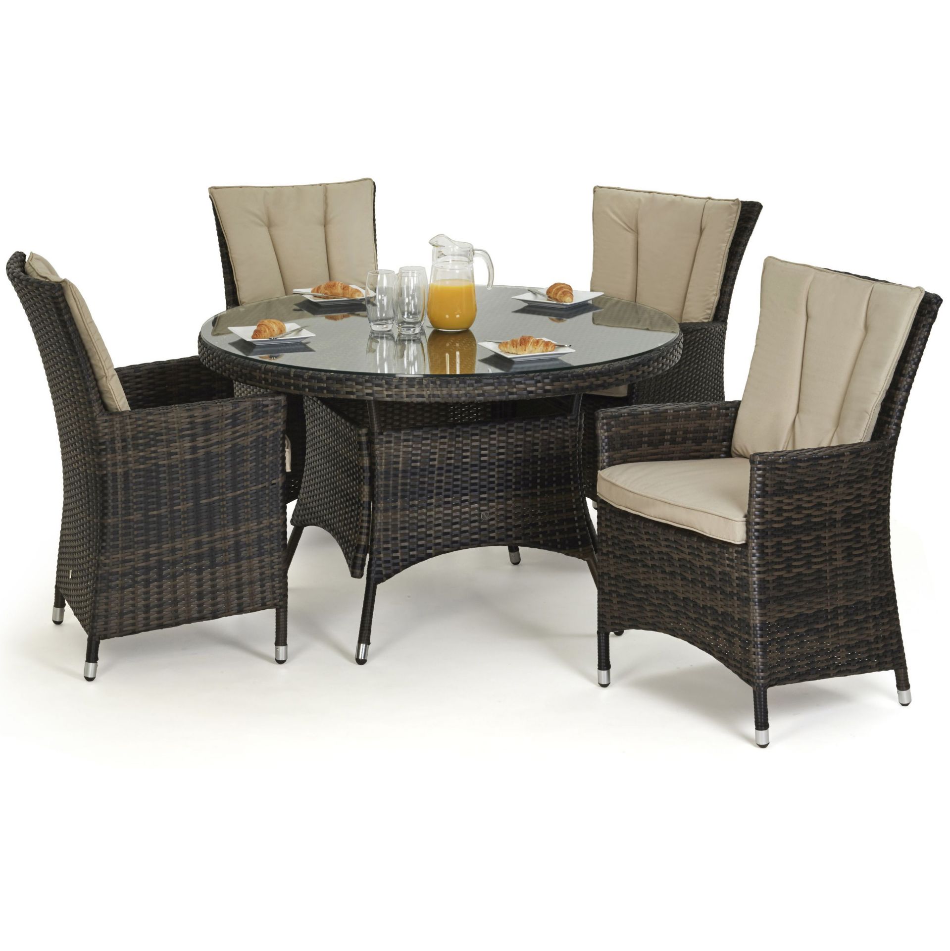 Reserve Met Rattan LA Outdoor 4 Seat Round Dining Set (Brown) *BRAND NEW* - Image 5 of 5