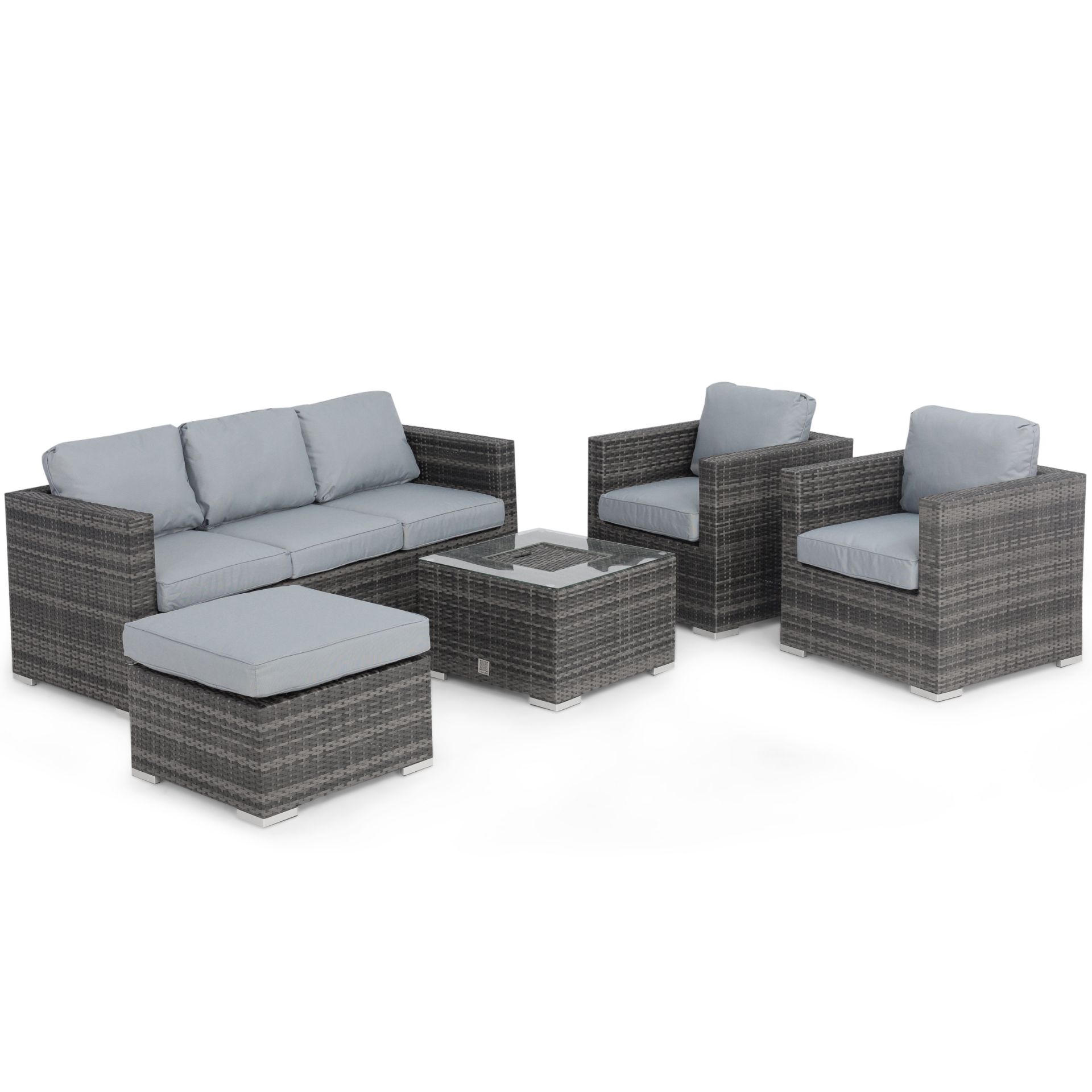 (RESERVE MET) Rattan Georgia 3 Seat Sofa Set With Ice Bucket (Grey) *BRAND NEW* - Image 3 of 7