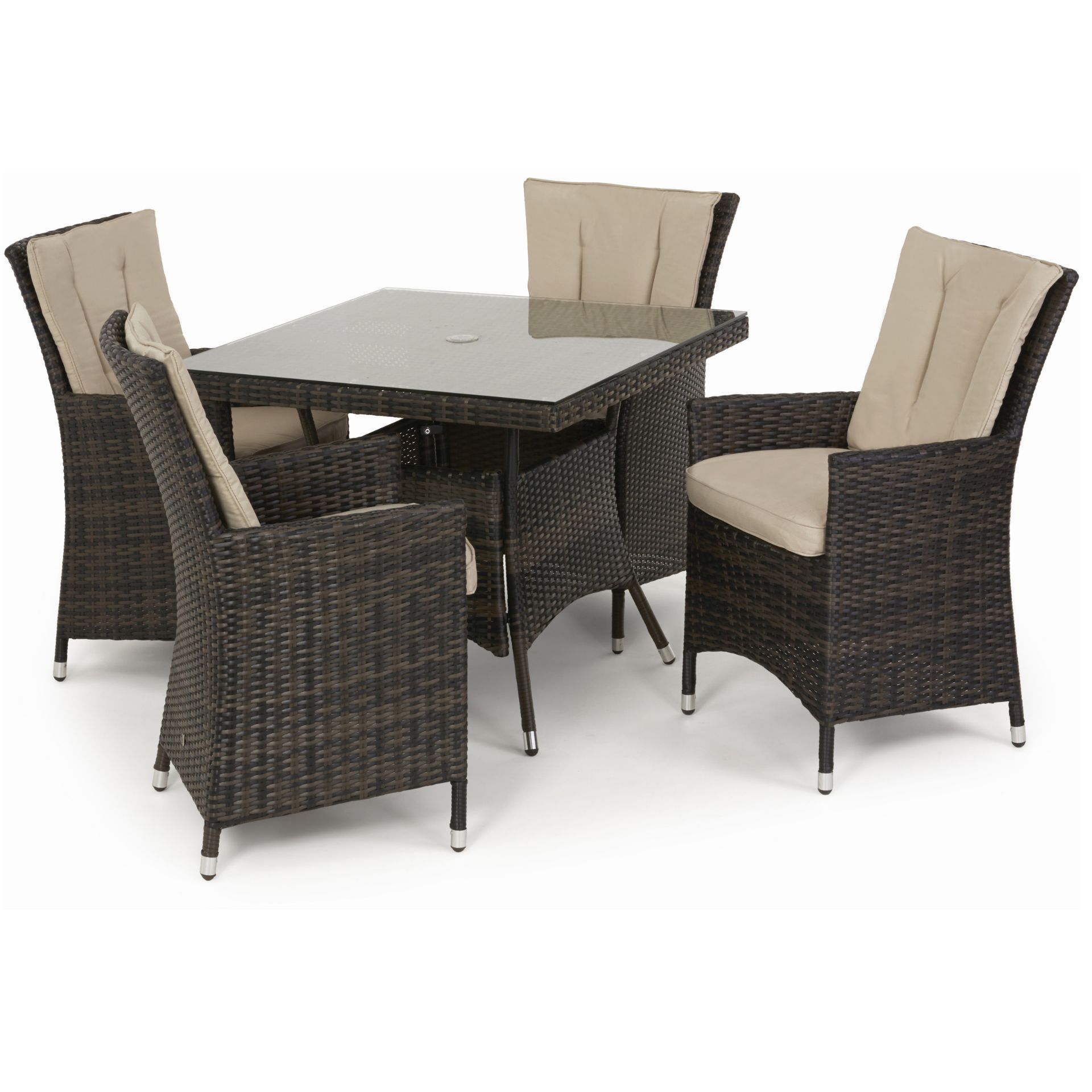 Rattan LA 4 Seat Outdoor Square Dining Set (Brown) *BRAND NEW* - Image 2 of 3