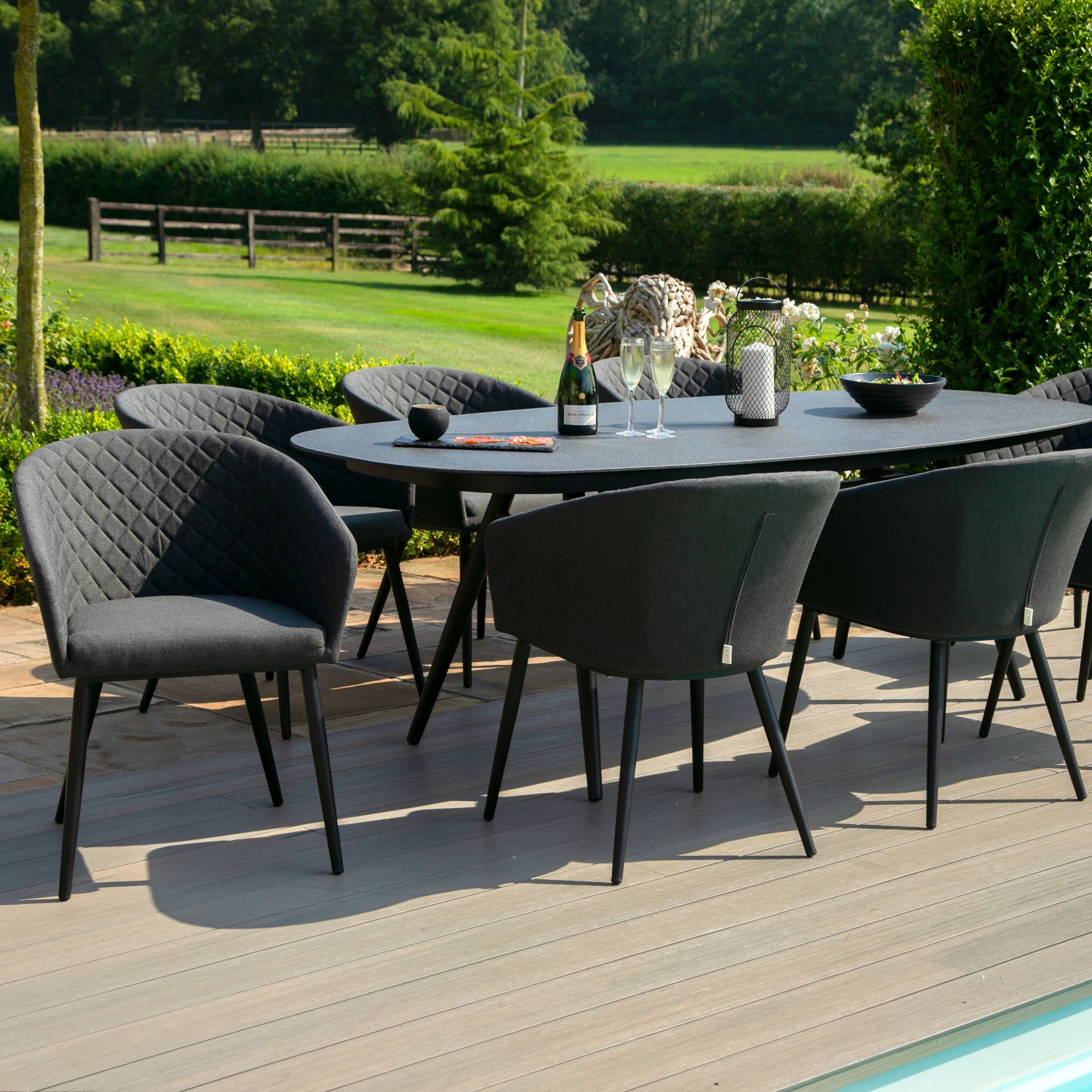 Maze Lounge - Ambition 8 Seat Oval Outdoor/Garden Dining Set (Charcoal) *BRAND NEW* RRP £2399 - Image 3 of 6