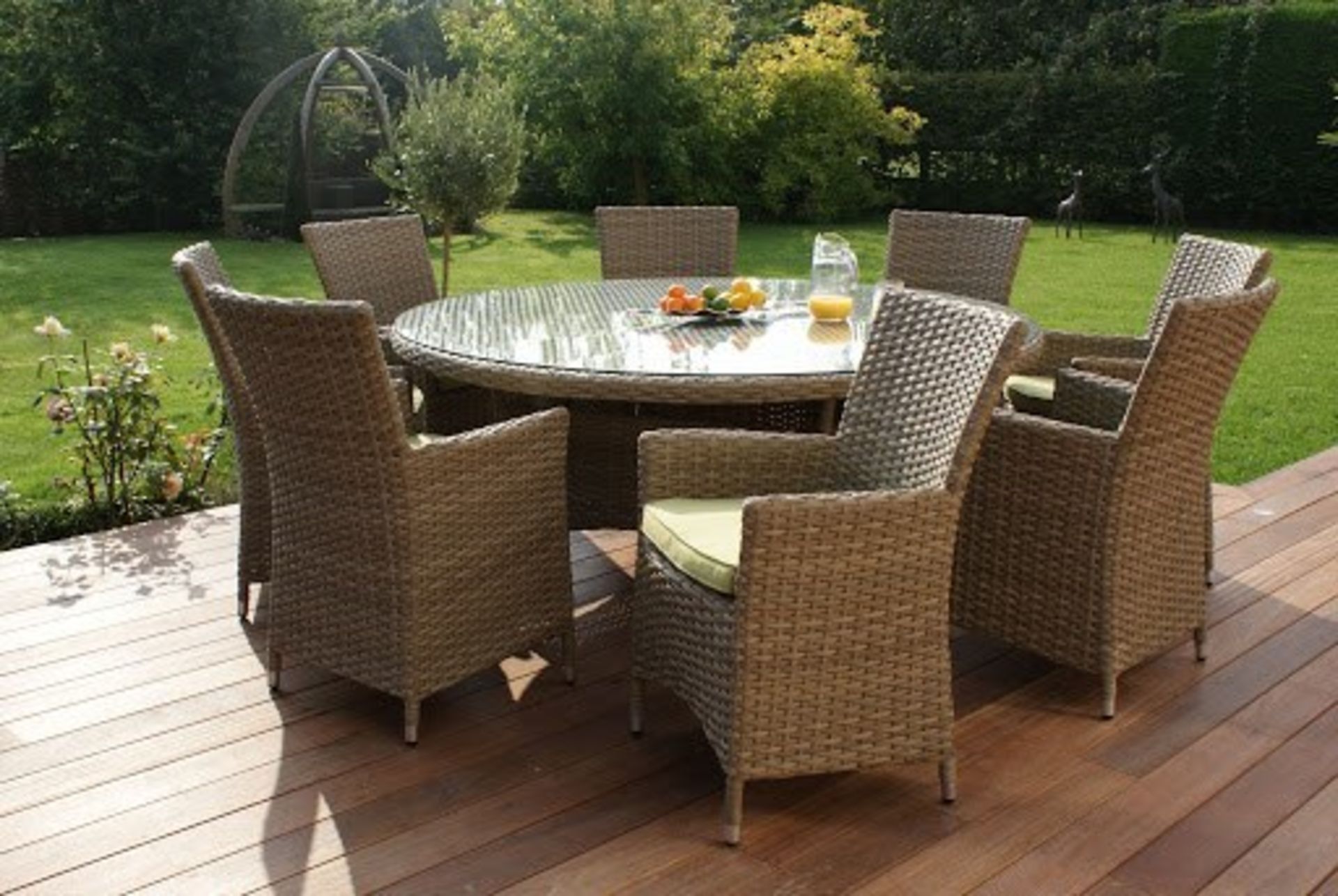 (RESERVE MET) Maze Rattan - Milan 8 Seat Round Table luxury weave *BRAND NEW*