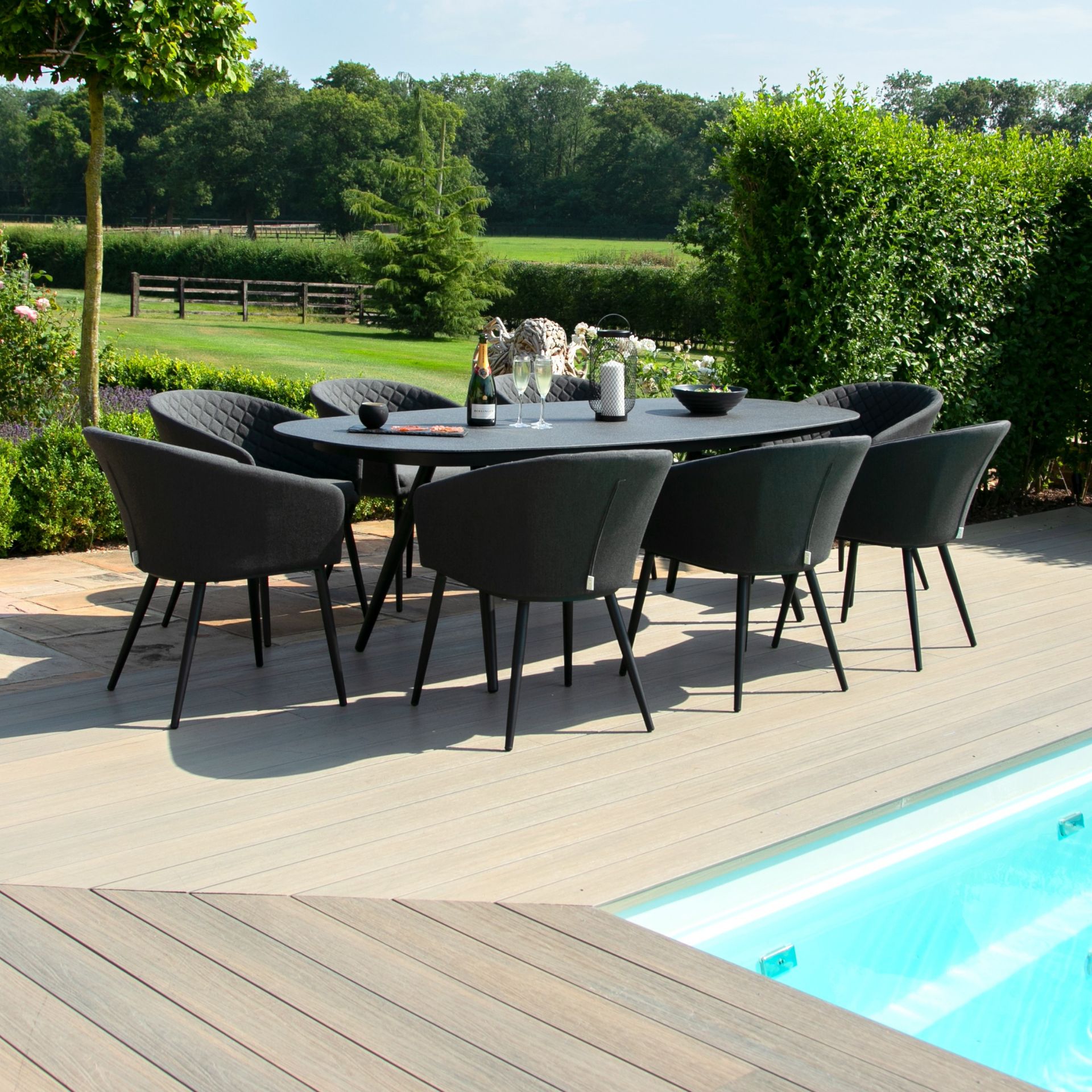 Maze Lounge - Ambition 8 Seat Oval Outdoor/Garden Dining Set (Charcoal) *BRAND NEW* RRP £2399 - Image 2 of 6
