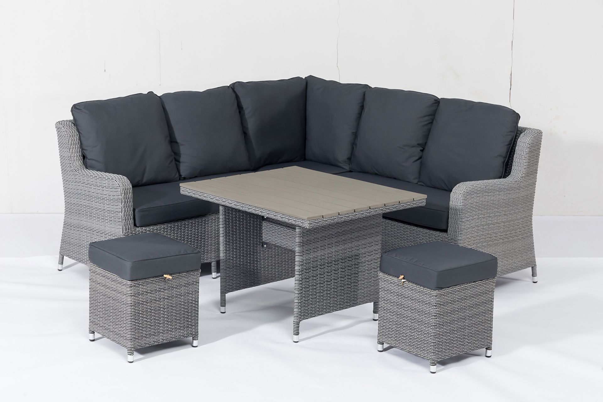 Rattan Outdoor Cambridge Corner Dining Set With Polywood Top (Grey) *BRAND NEW* RRP £1099 - Image 2 of 4