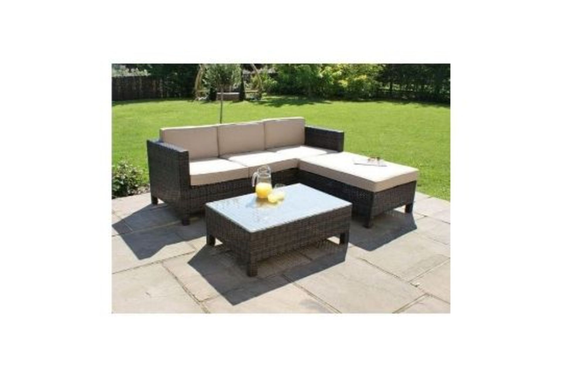 (RESERVE MET) Maze Rattan LA Outdoor Garden Sofa Set With Coffee Table (Tuscany) *BRAND NEW*