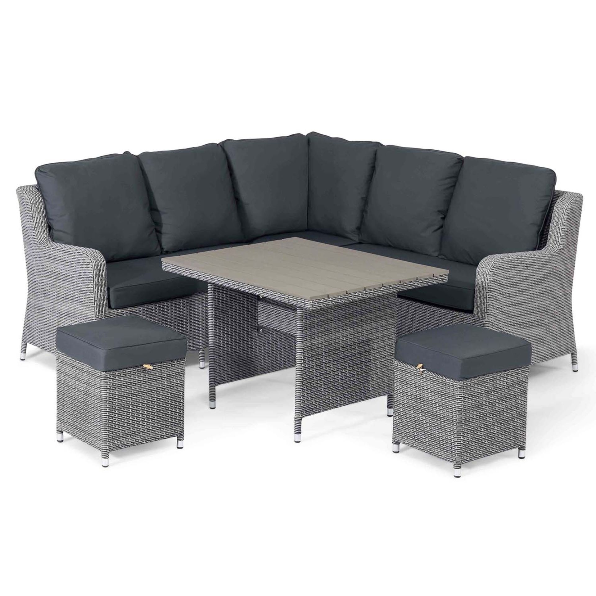 Rattan Outdoor Cambridge Corner Dining Set With Polywood Top (Grey) *BRAND NEW* RRP £1099