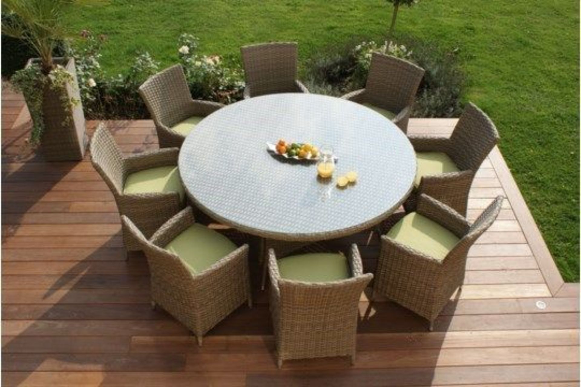 Maze Rattan - Milan 8 Seat Round Table luxury weave *BRAND NEW*