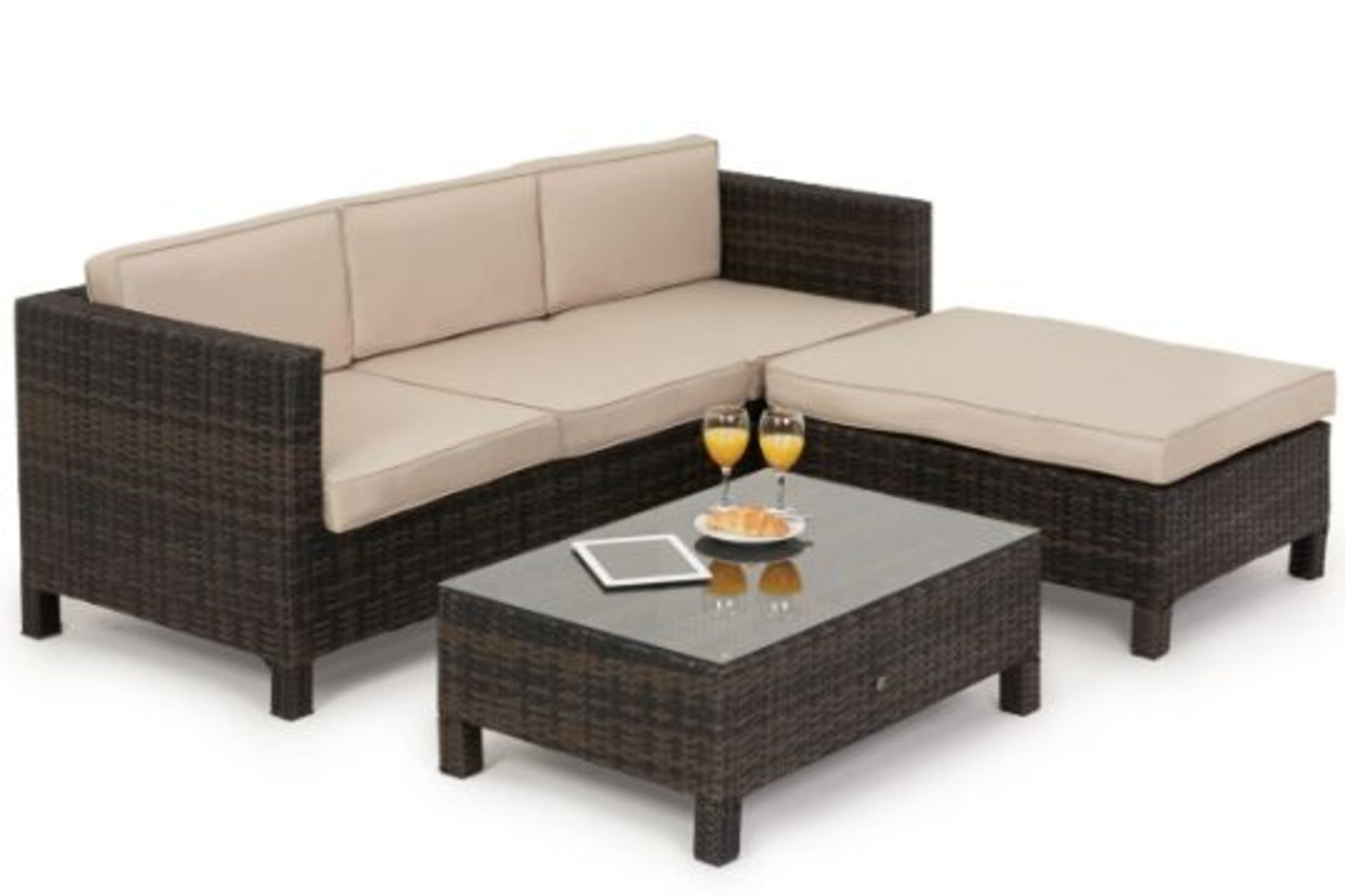 (RESERVE MET) Maze Rattan LA Outdoor Garden Sofa Set With Coffee Table (Tuscany) *BRAND NEW* - Image 2 of 3