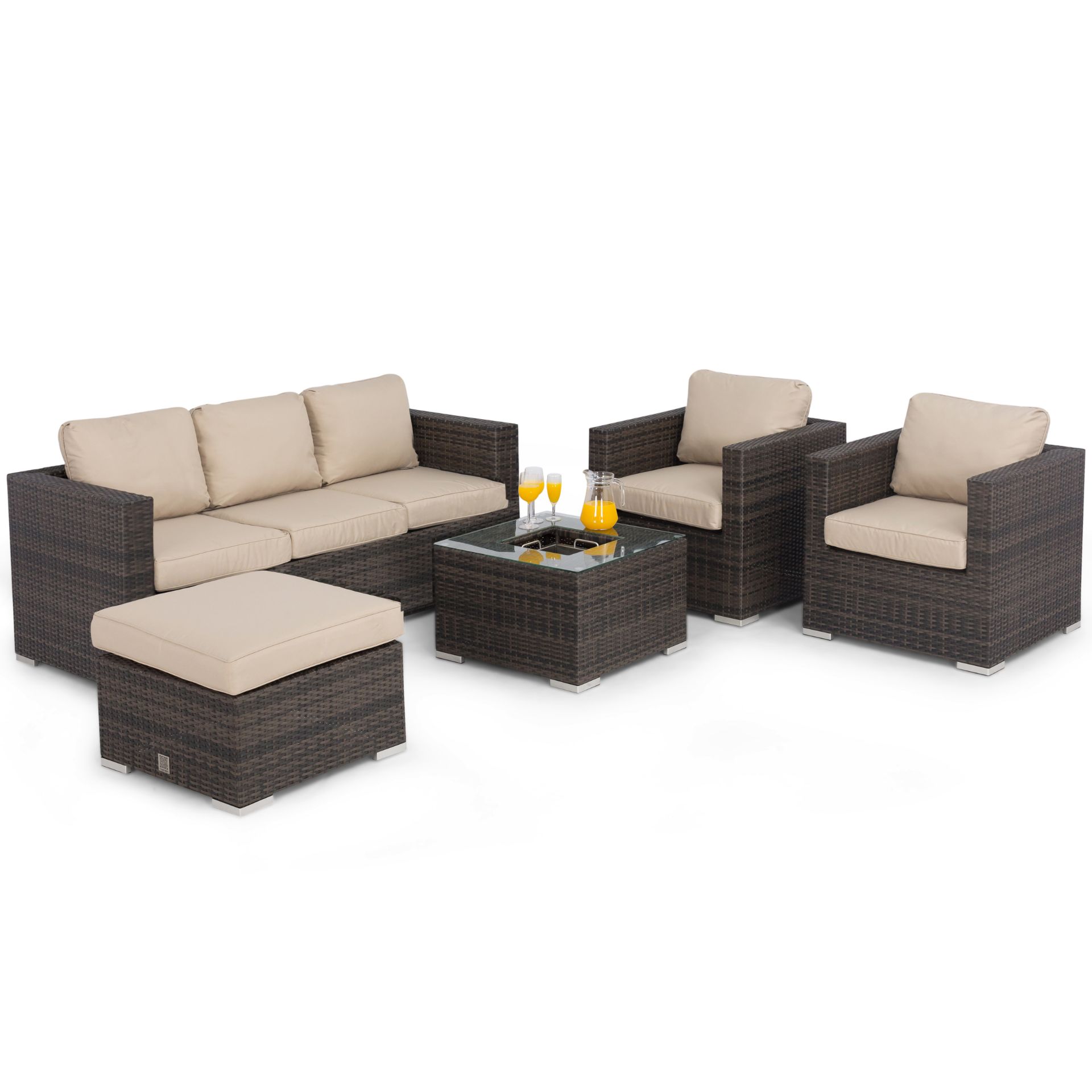 Rattan Georgia 3 Seat Sofa Set With Ice Bucket (Brown) *BRAND NEW* - Image 5 of 5