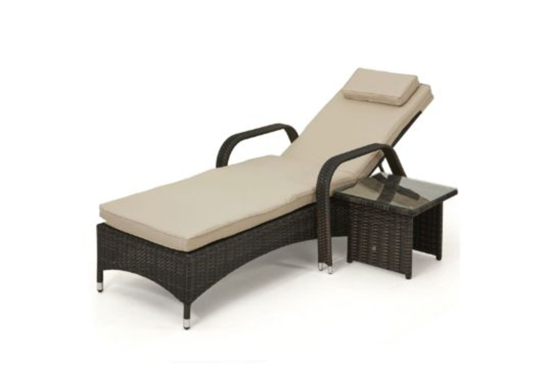 (RESERVE MET) Rattan Florida Sunlounger Set (Brown) *BRAND NEW* - Image 2 of 3