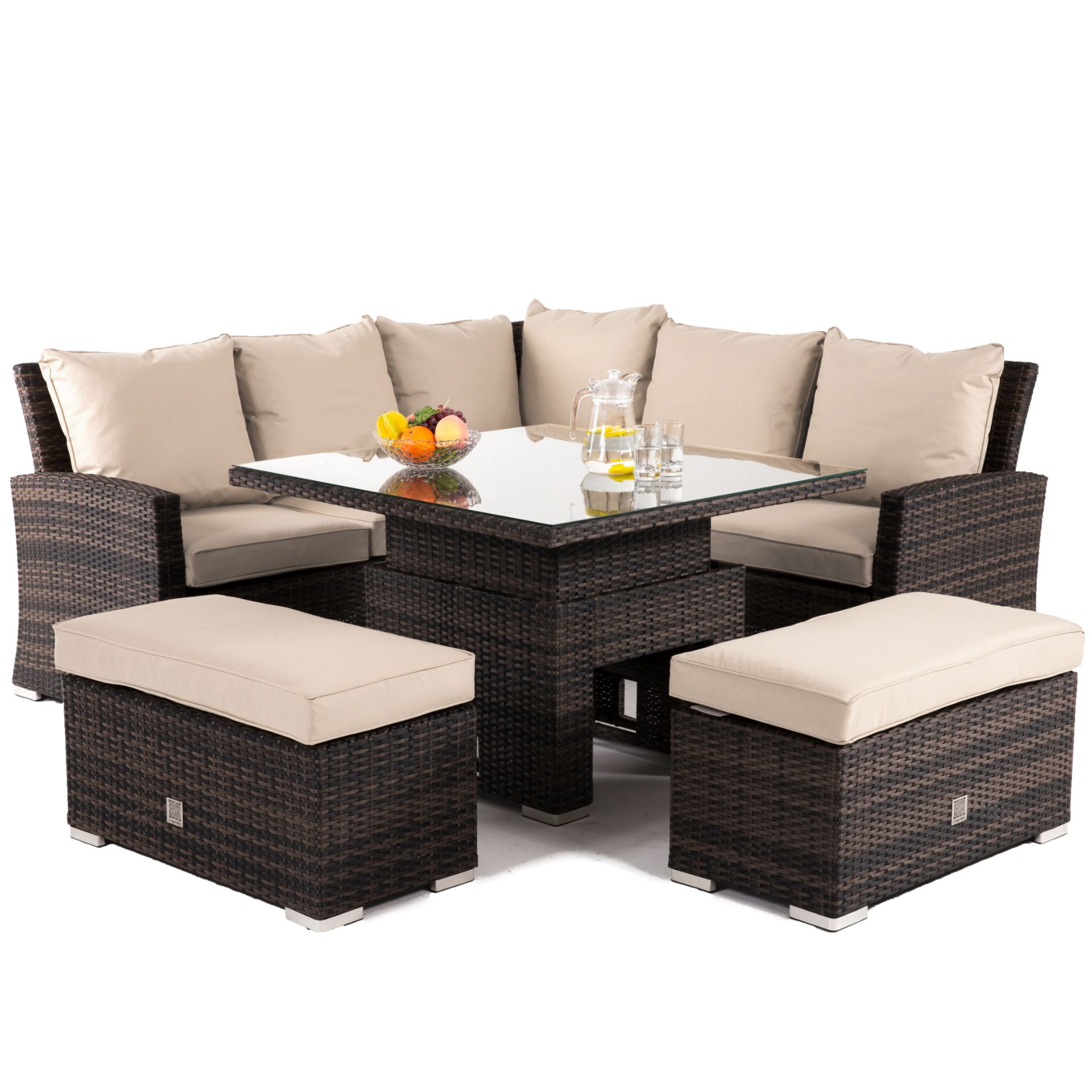 (RESERVE MET) Rattan Richmond Corner Dining Set With Rising Table (Brown) *BRAND NEW* - Image 4 of 4