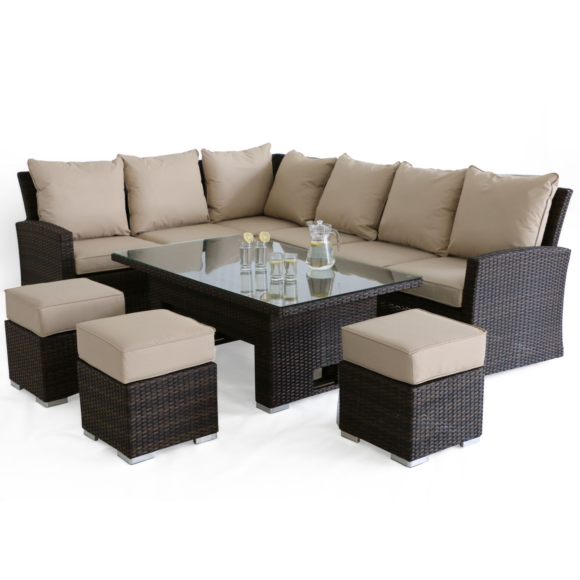 Rattan Kingston Corner Dining Set With Rising Table (Brown) *BRAND NEW* - Image 7 of 8