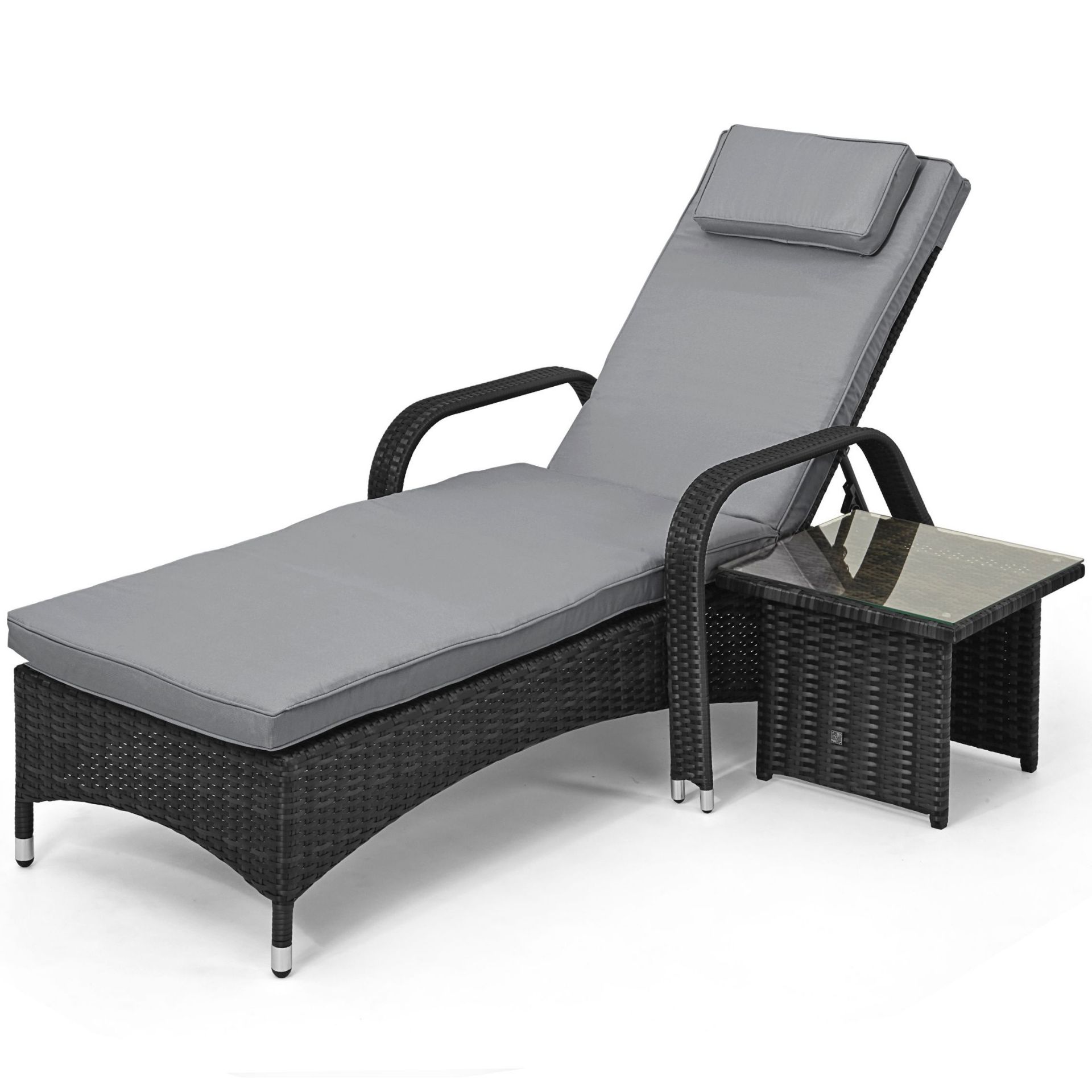 (RESERVE MET) Rattan Florida Sunlounger Set (Grey) *BRAND NEW*