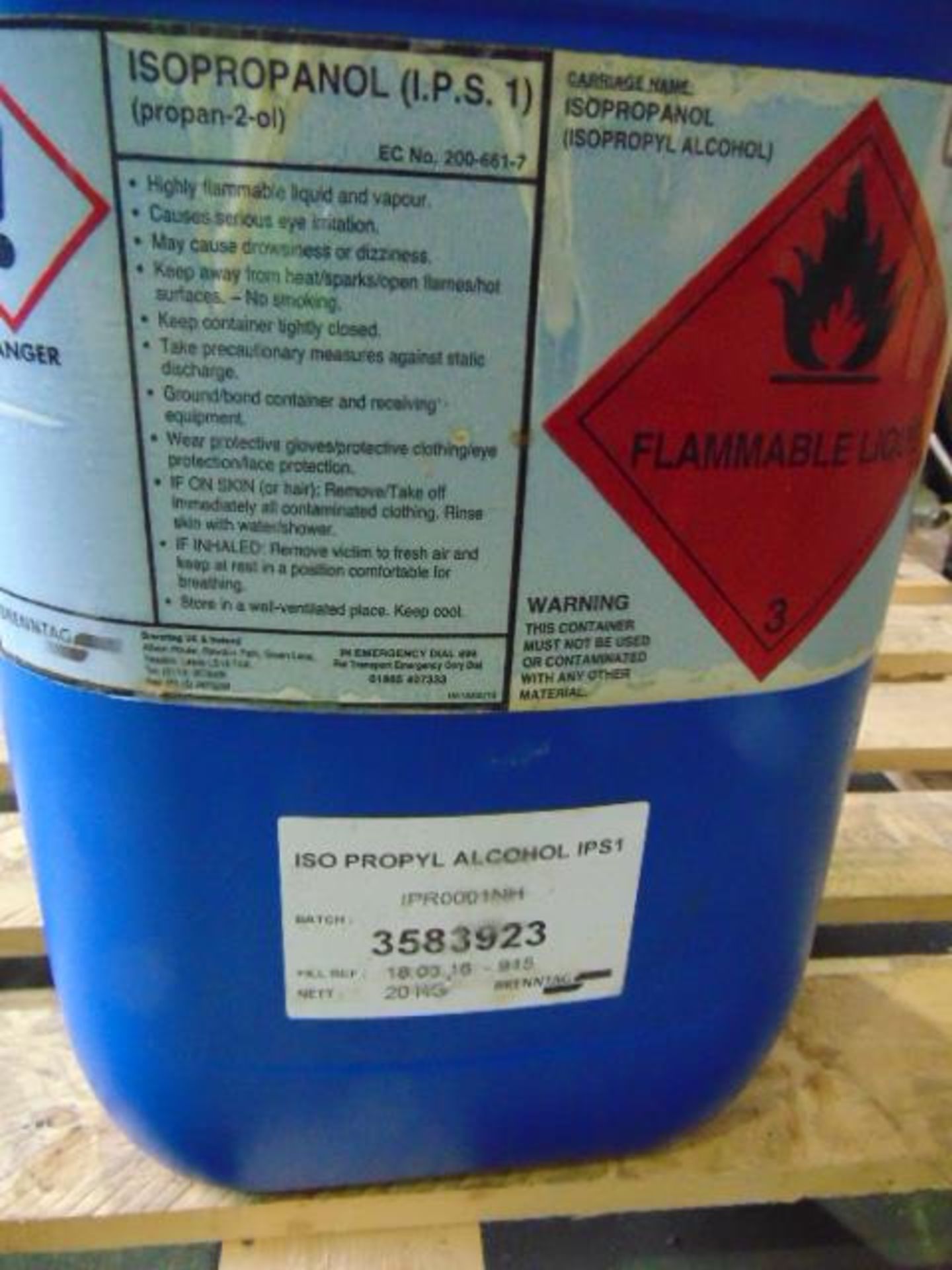 Qty 1 x 20Kg Isopropanol direct from reserve stores - Image 2 of 2