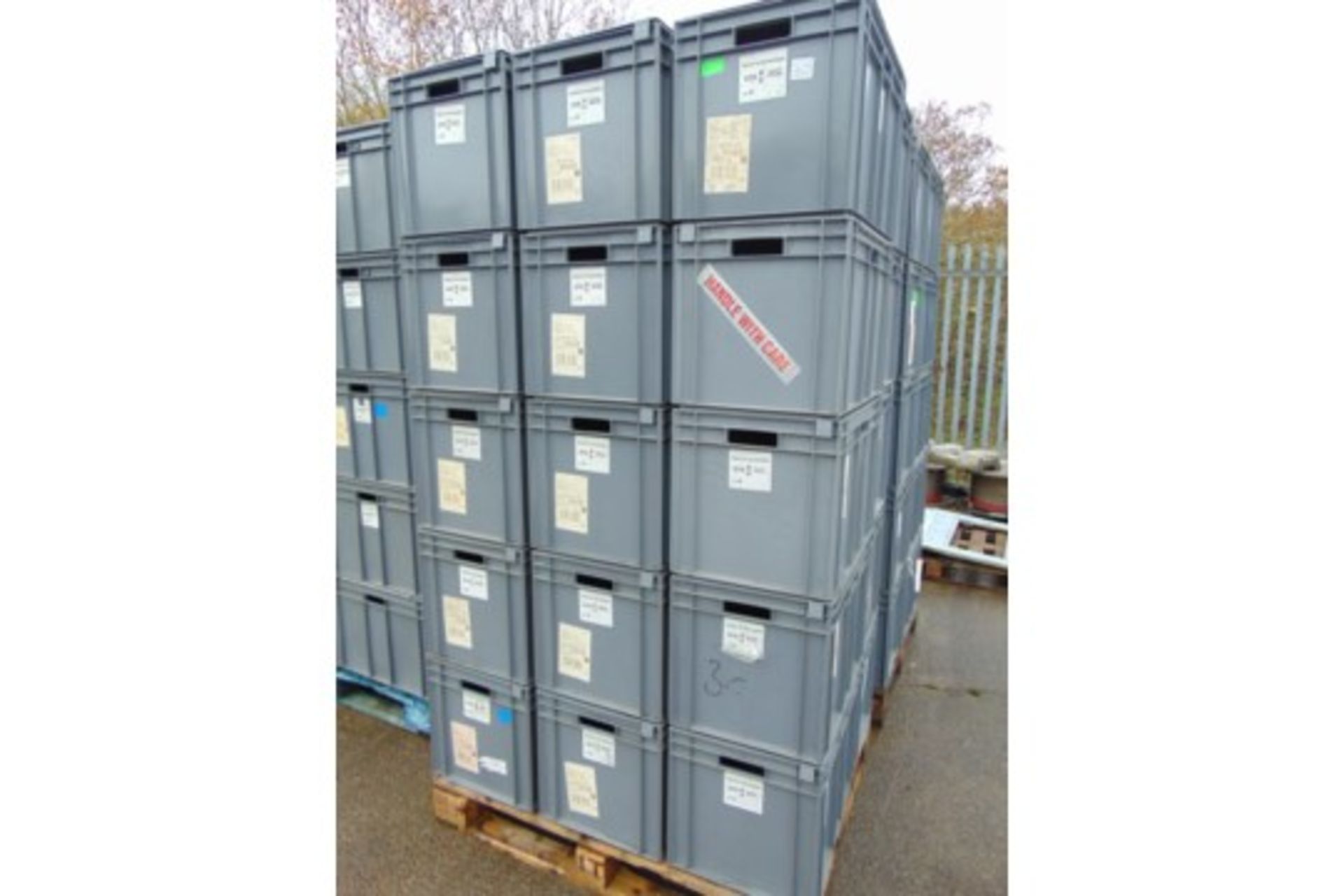 25 x Standard MoD Stackable Storage Boxes c/w Lids