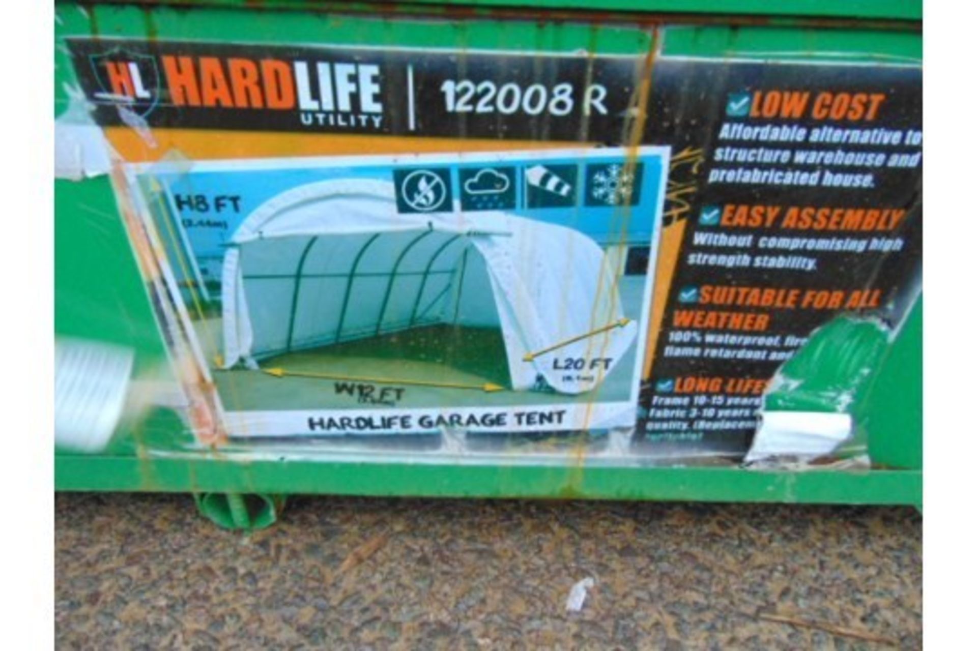 Heavy Duty Hardlife Garage Tent 12'W x 20'L x 8' H P/No 122008R - Image 2 of 3