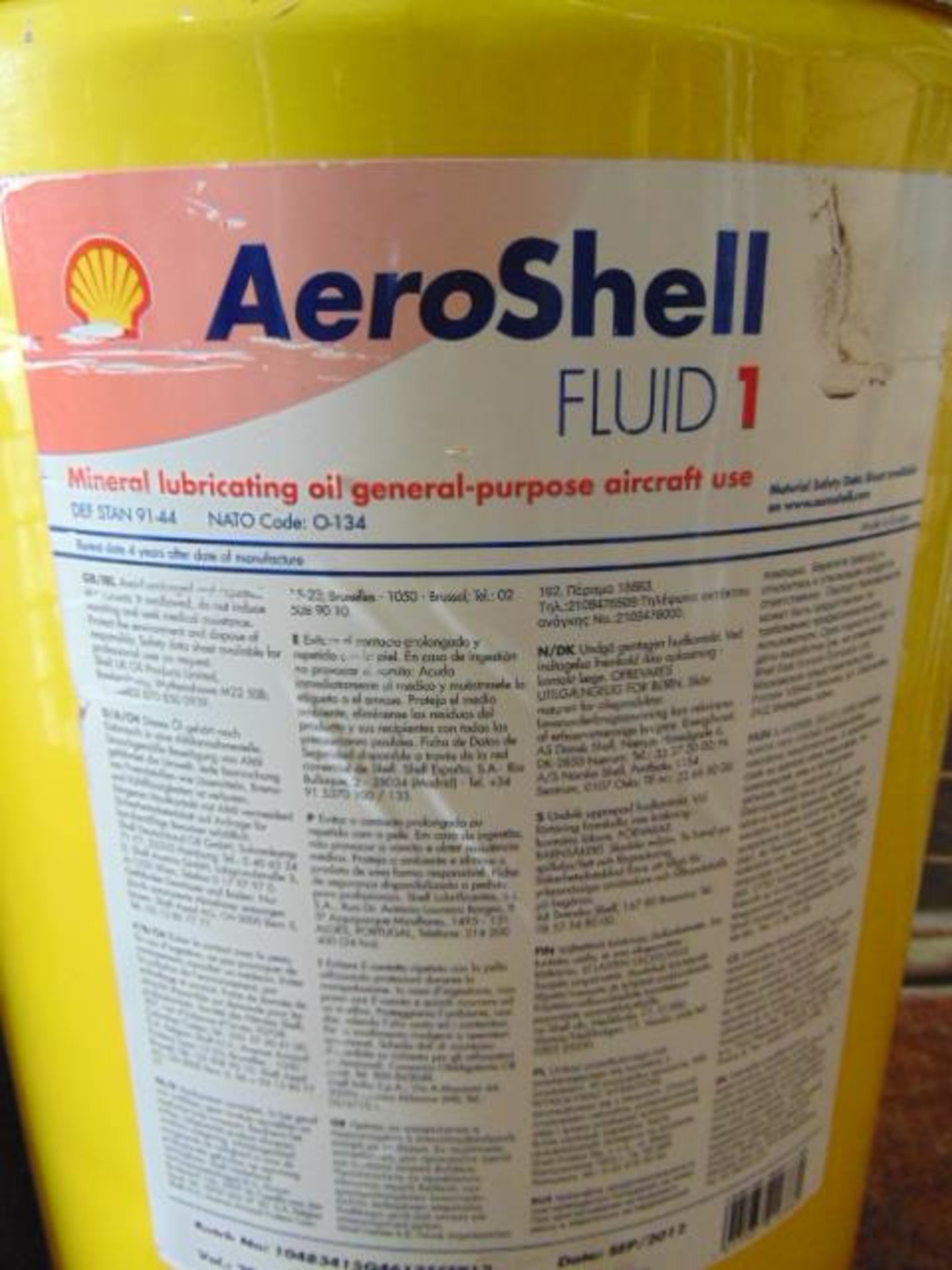 Qty 1 x 20 Ltr Shell Aeroshell Fluid 1 Direct from Reserve Stores - Image 2 of 2