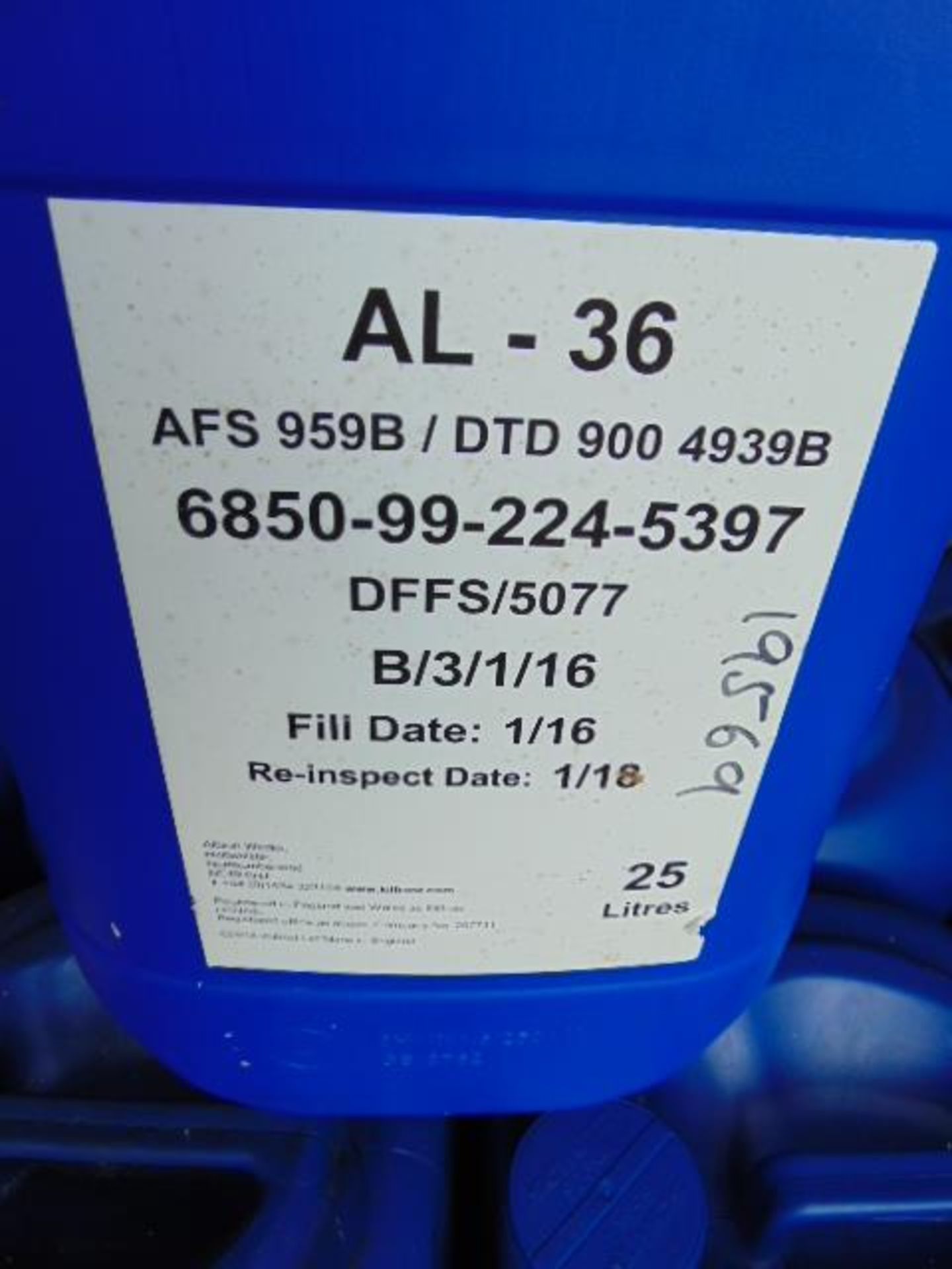 Qty 13 x 25 Ltr AL-36 direct from reserve stores - Image 2 of 2