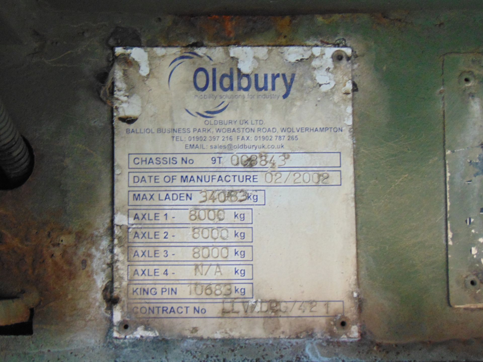 2002 Oldbury Tri Axle Sliding Deck Plant Trailer - Image 23 of 24