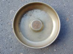 V Rare HMS Norfolk Brass Shell Case Ash Tray with Queen Elizabeth Penny Inset