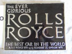 Unissued Rolls Royce Cast Aluminium Sign