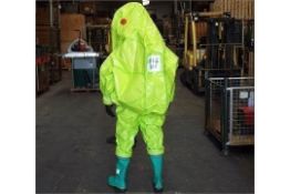 Unissued Respirex Tychem TK Gas-Tight Hazmat Suit Type 1A with Attached Boots & Gloves. Size X-Large