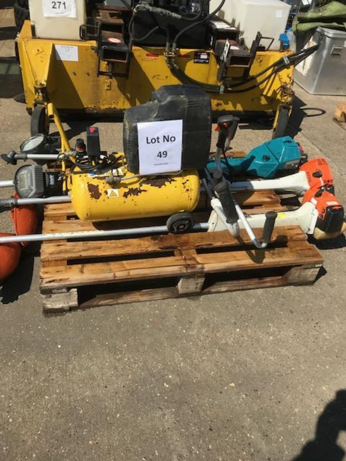 1 x Pallet of Stihl Strimmer’s, Compressor, Work Lamps Etc.