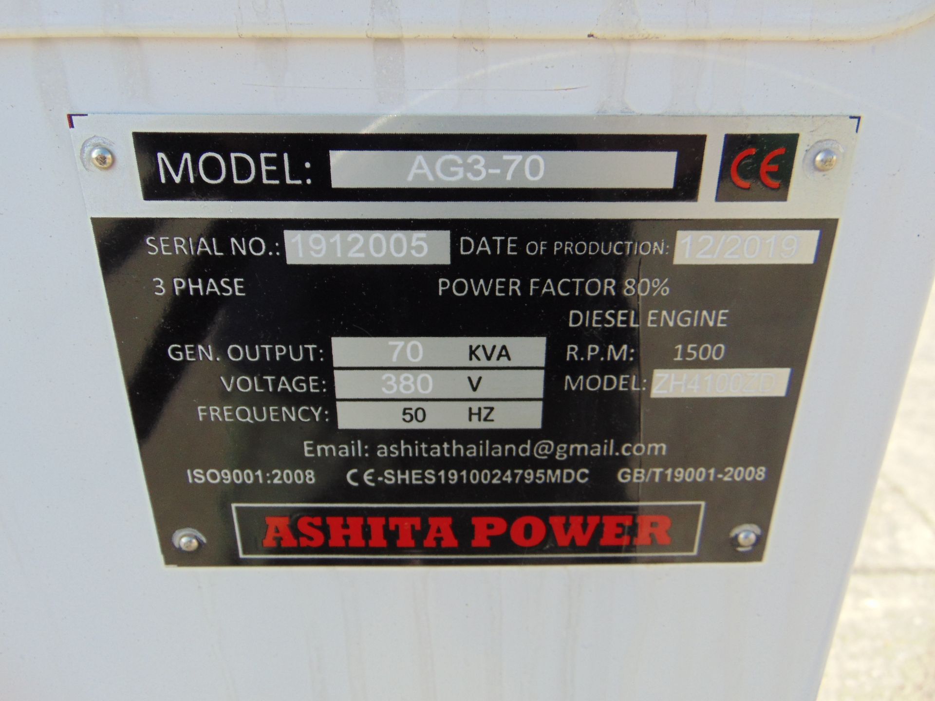 UNISSUED WITH TEST HOURS ONLY 70 KVA 3 Phase Silent Diesel Generator Set - Image 8 of 18