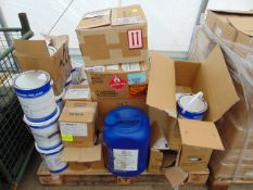 Approx 50 x Drums of Various Paints, Adhesives, Anti Freeze etc