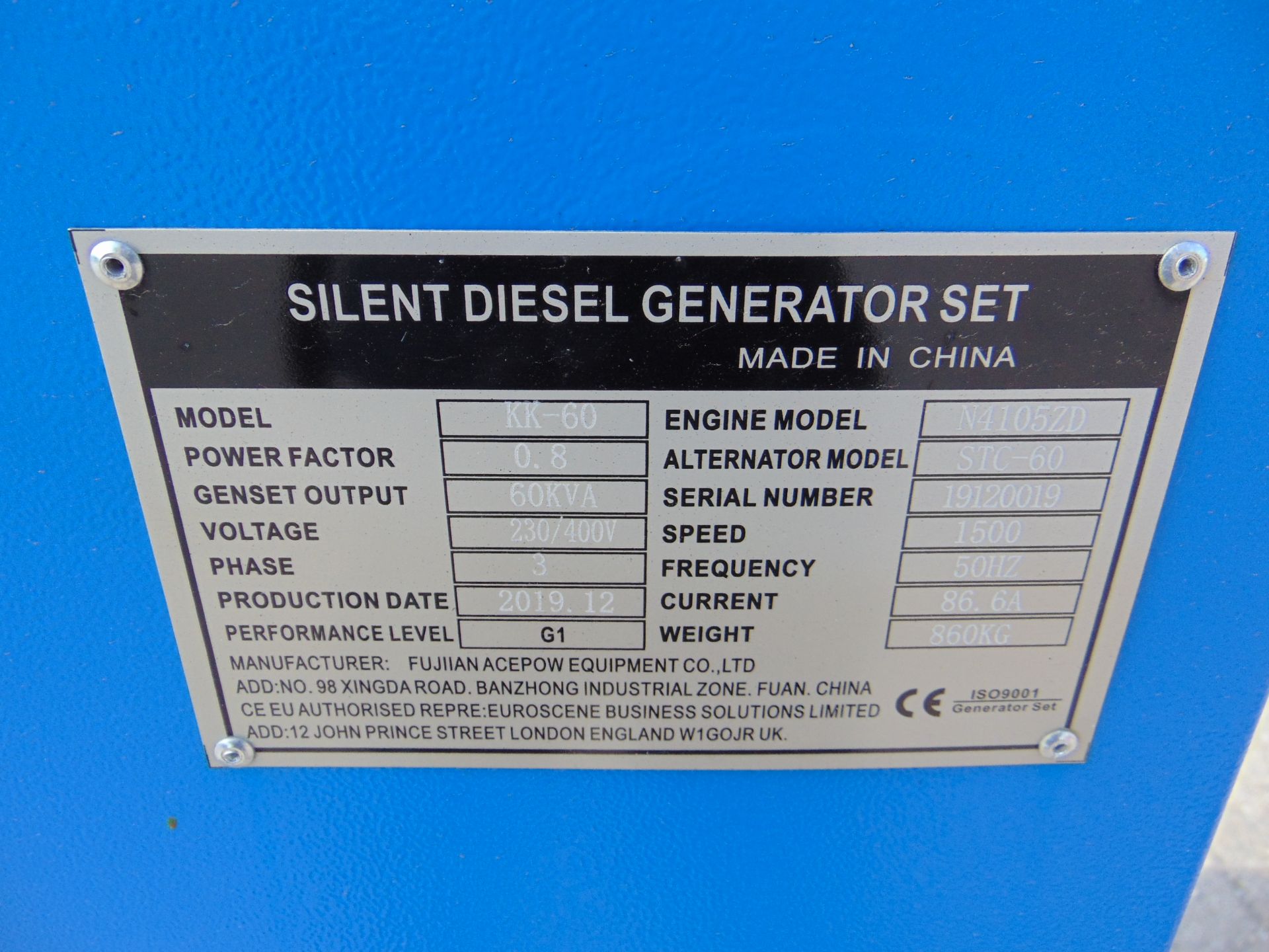 UNISSUED 60 KVA 3 Phase Silent Diesel Generator Set - Image 7 of 15
