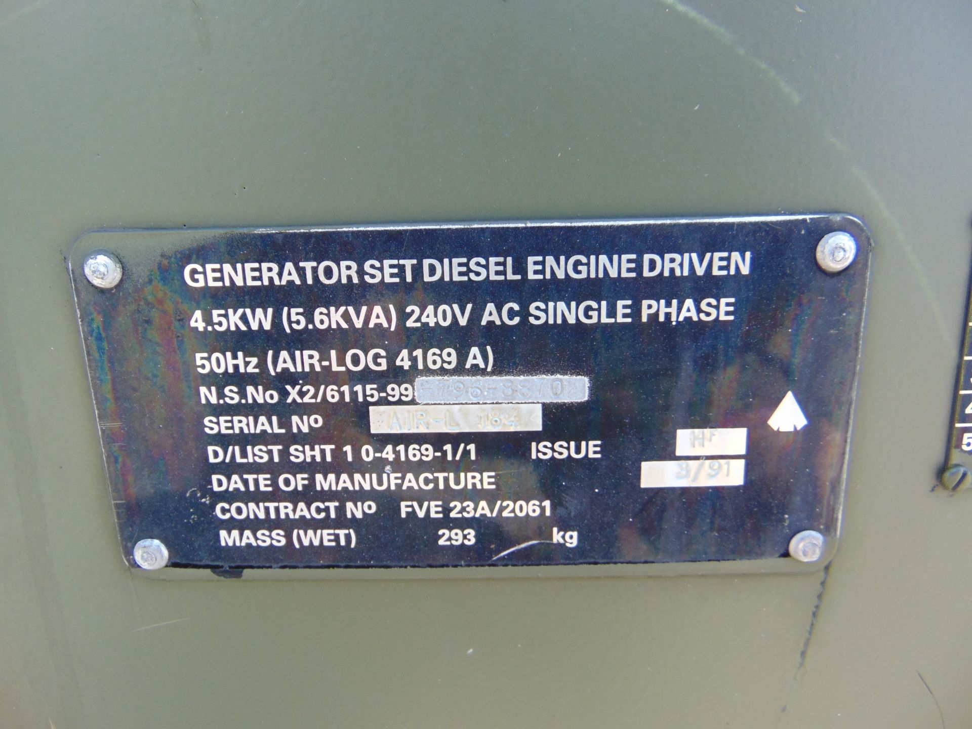 Lister Petter Air Log 4169 A 5.6 KVA Diesel Generator - Image 16 of 16