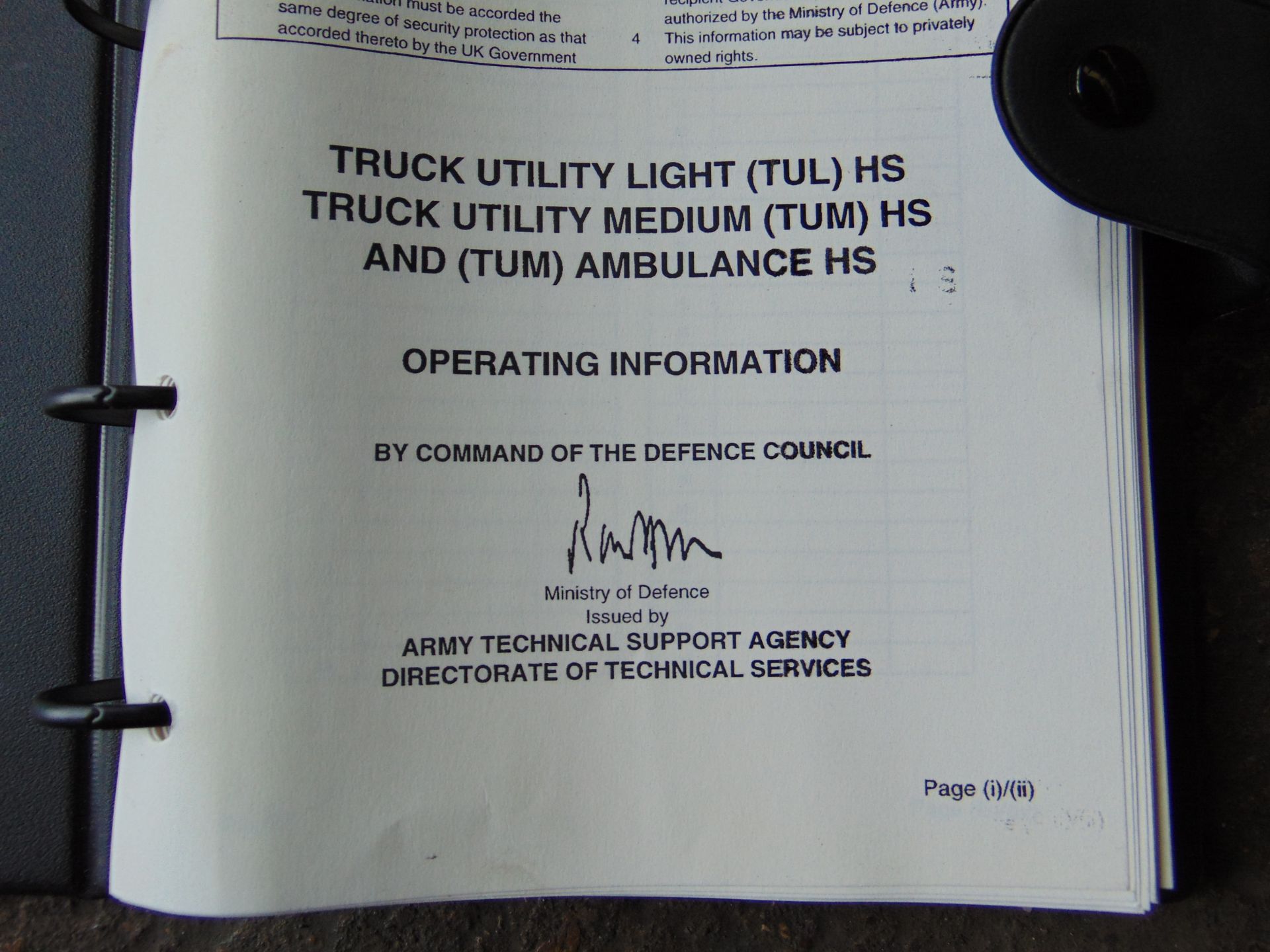 Unissued UK MoD Land Rover Wolf (TUL) (TUM) Operators Information Manual