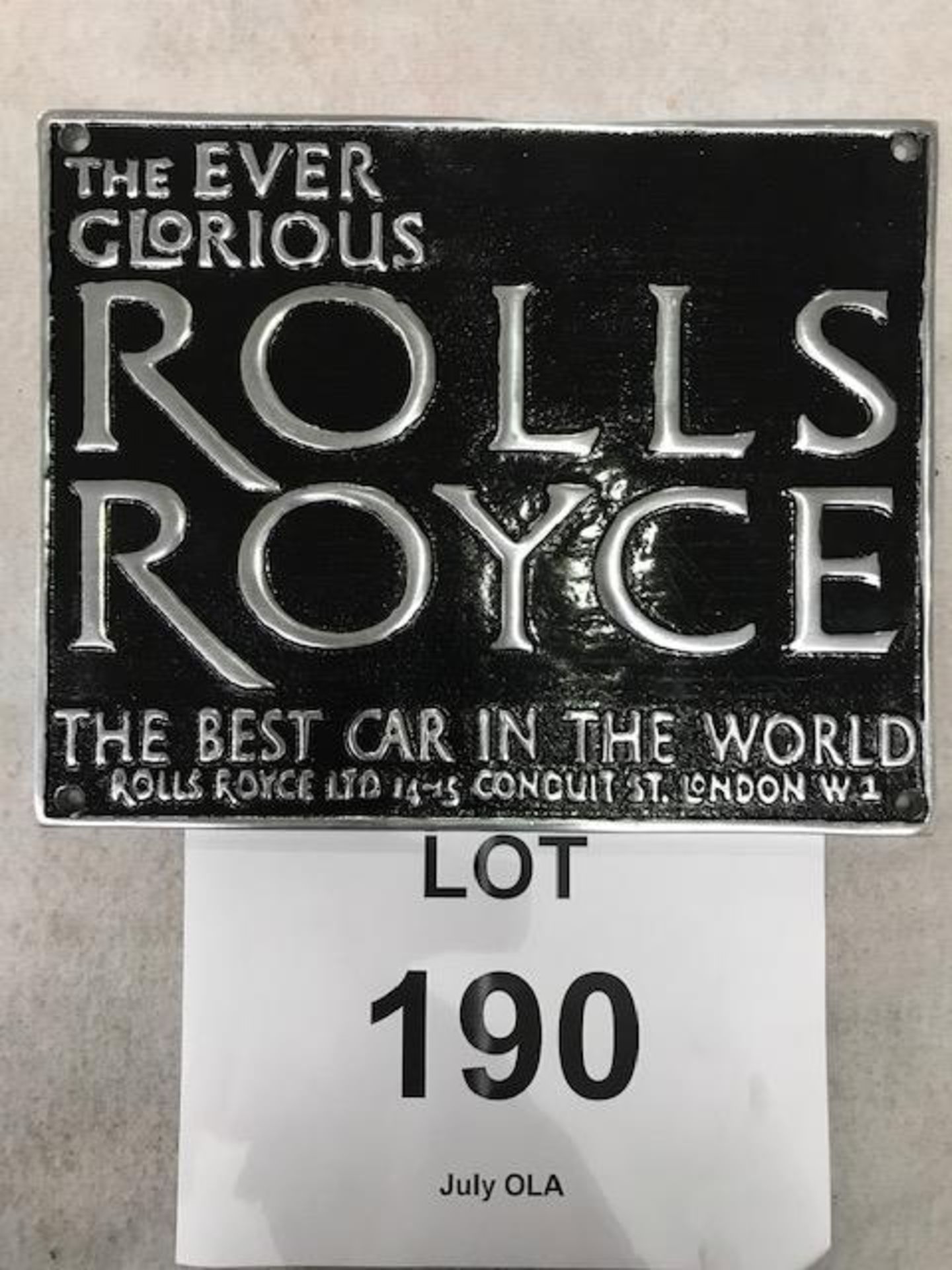 Cast Aluminium Rolls Royce Advertising Sign