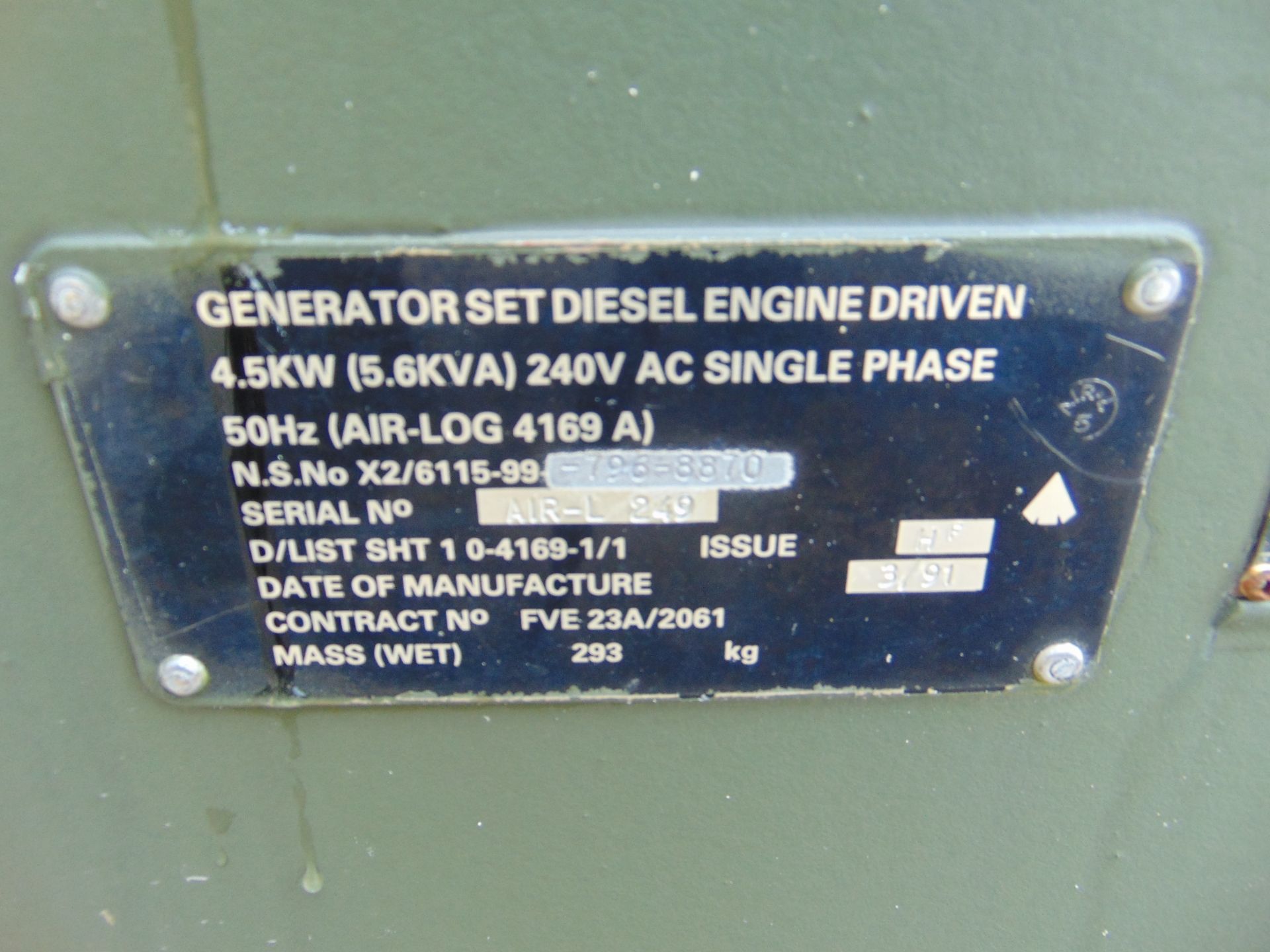 Lister Petter Air Log 4169 A 5.6 KVA Diesel Generator ONLY 3 HOURS! - Image 17 of 18